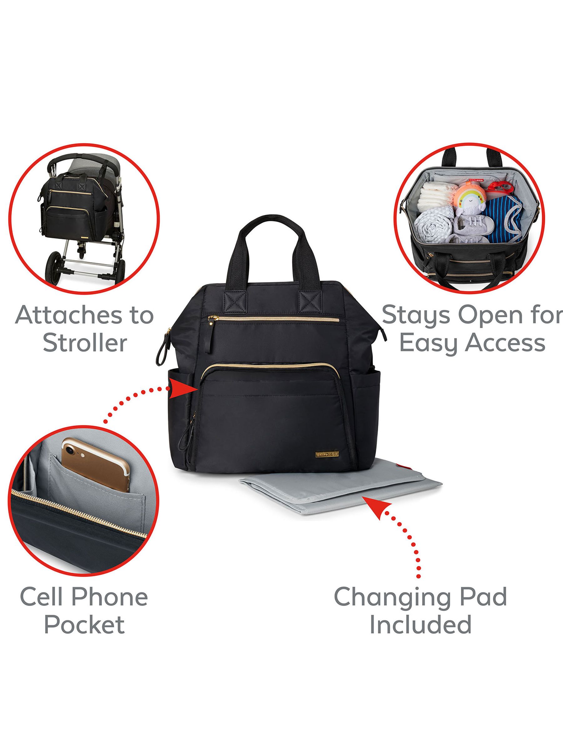Black Skip Hop Mainframe Wide Open Changing Backpack - Image 10 of 10