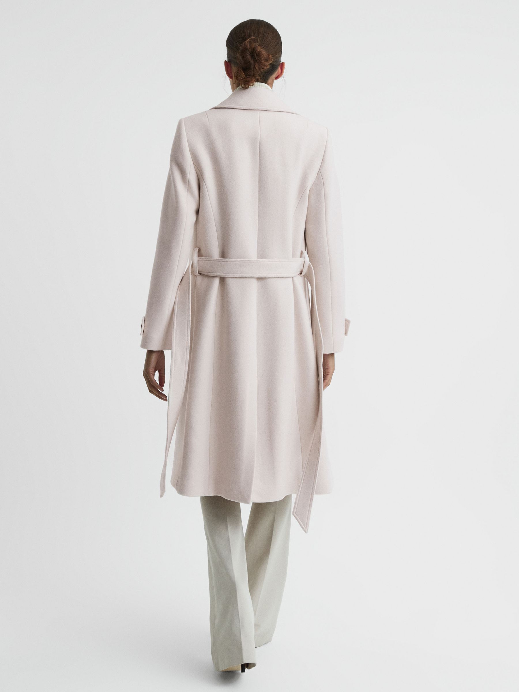 Relaxed Wool Blend Belted Coat in Neutral - Image 4 of 6