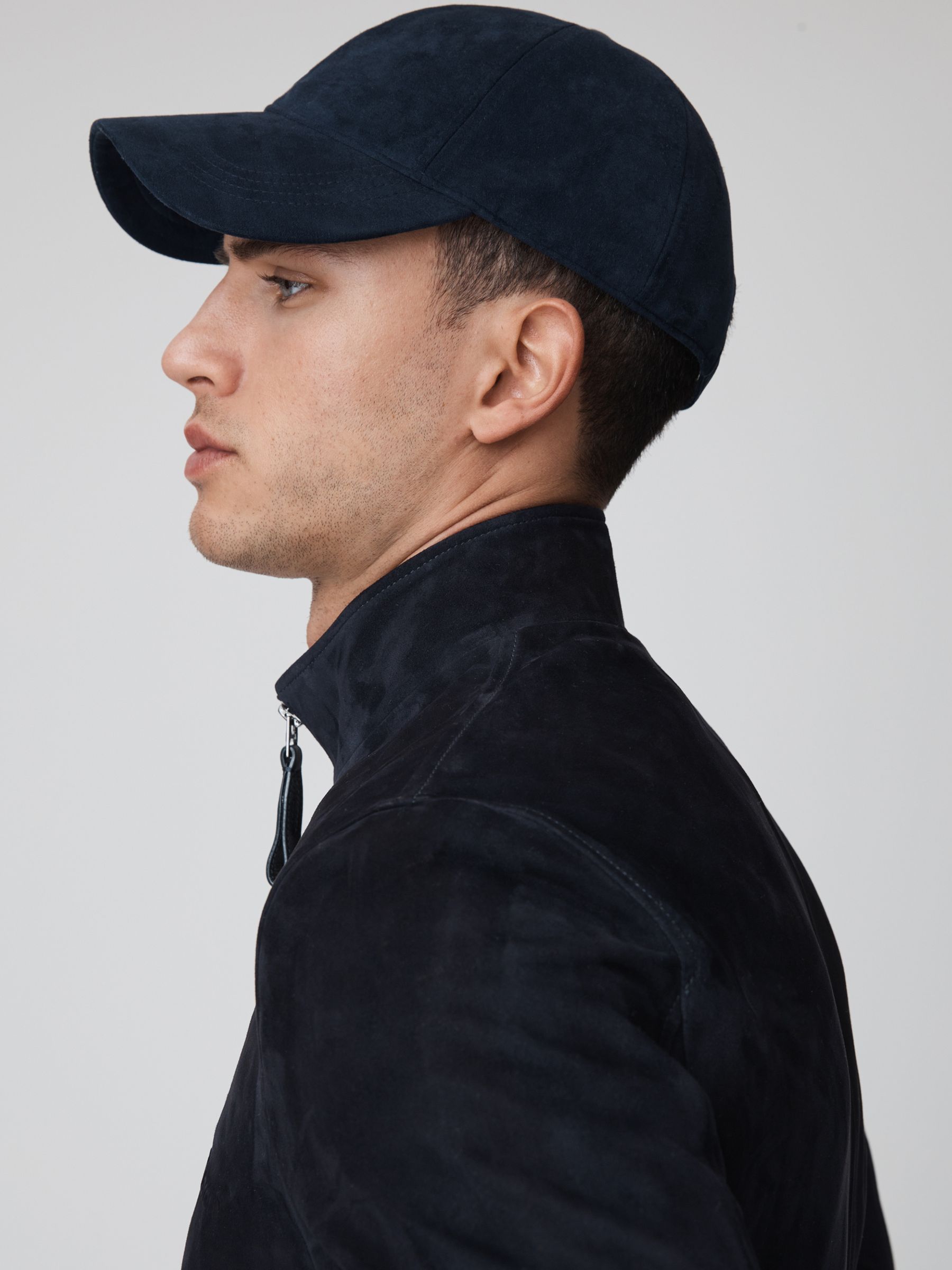 McLaren F1 Suede Zip-Through Jacket in Navy - Image 7 of 7