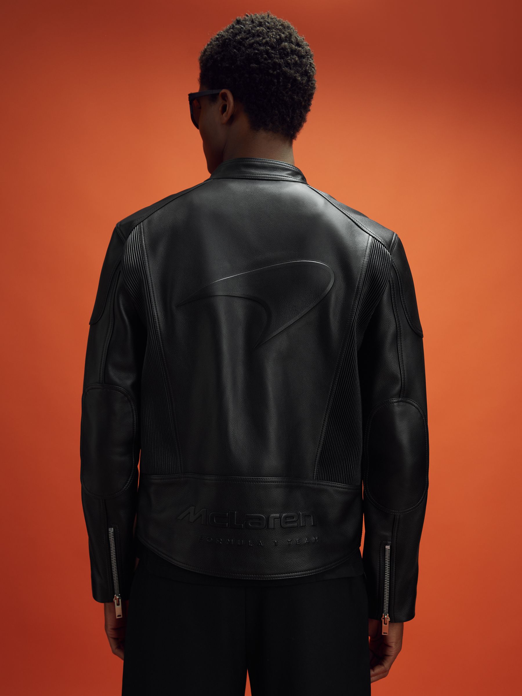 McLaren F1 Embossed Leather Jacket in Black - Image 1 of 11