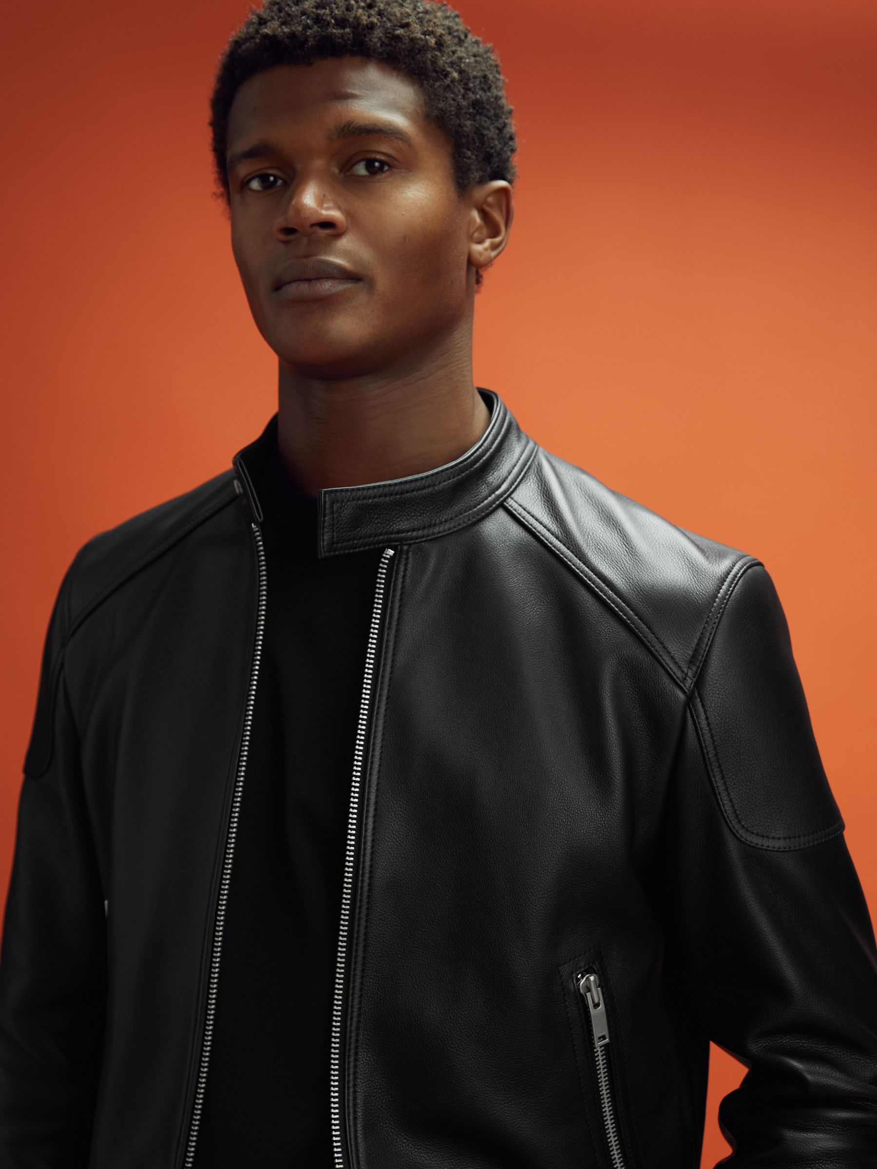 McLaren F1 Embossed Leather Jacket in Black - Image 4 of 11