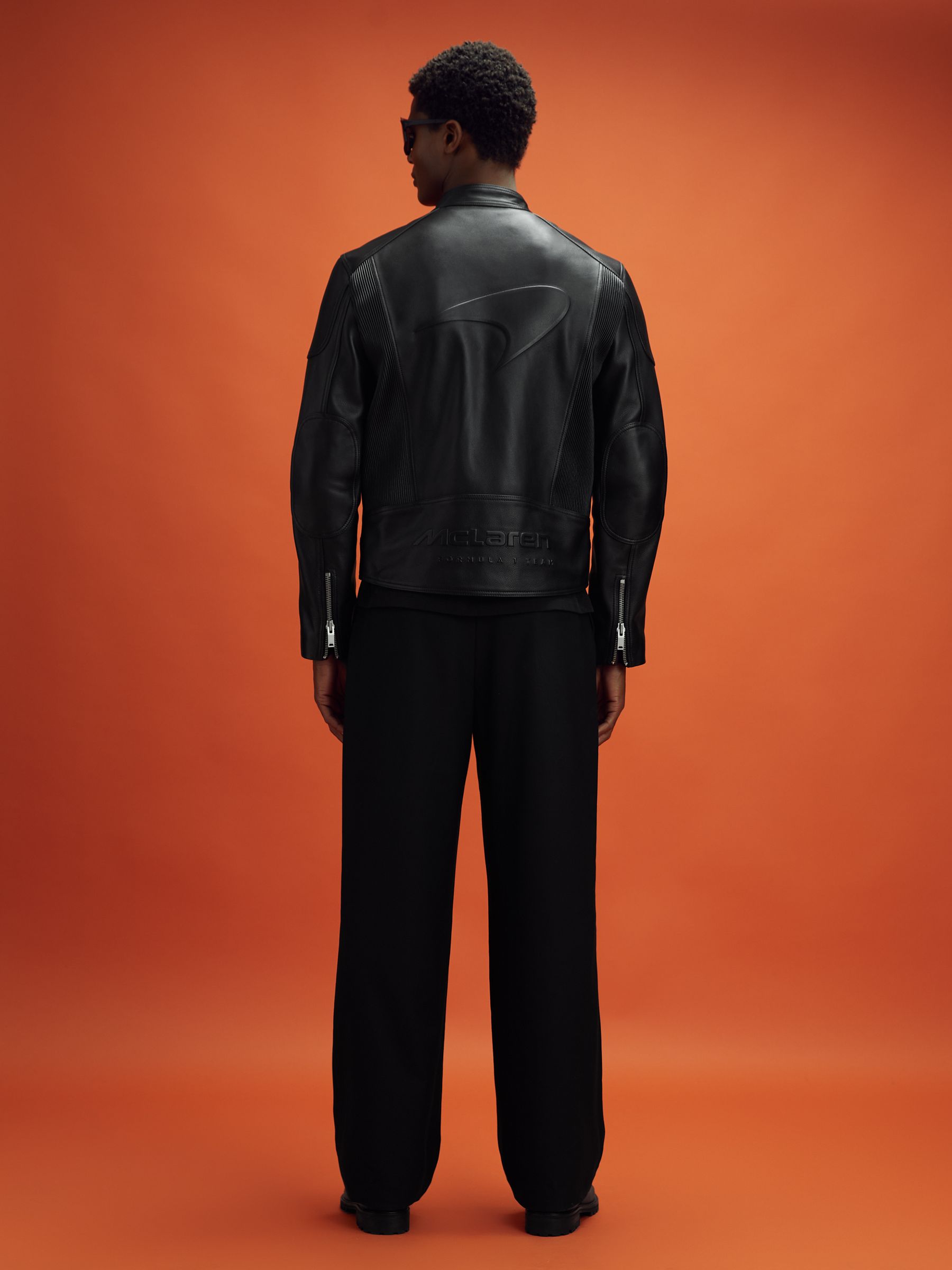 McLaren F1 Embossed Leather Jacket in Black - Image 6 of 11