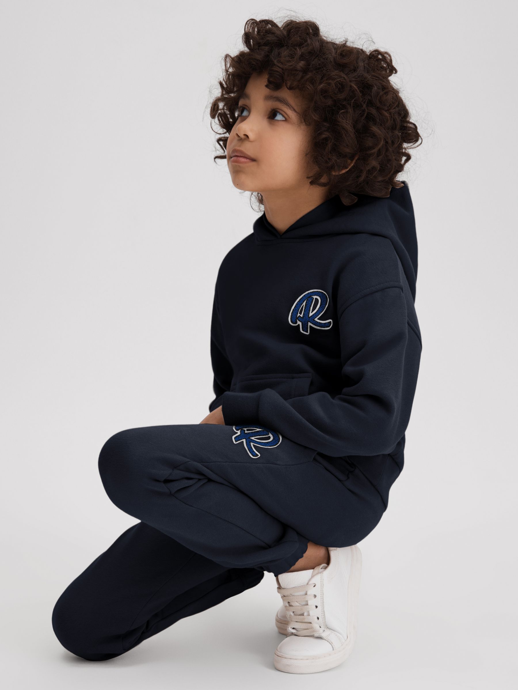 Teen Cotton Motif Hoodie in Navy - Image 3 of 4