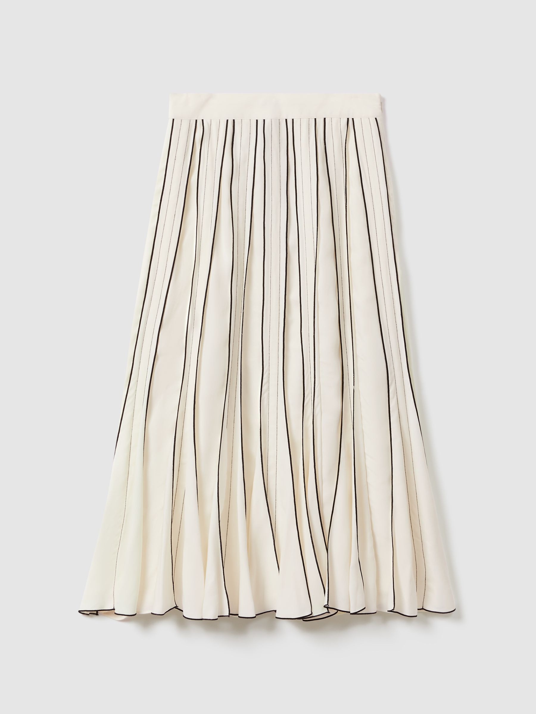 Contrast Ruffle Midi Skirt in Cream - Image 2 of 6