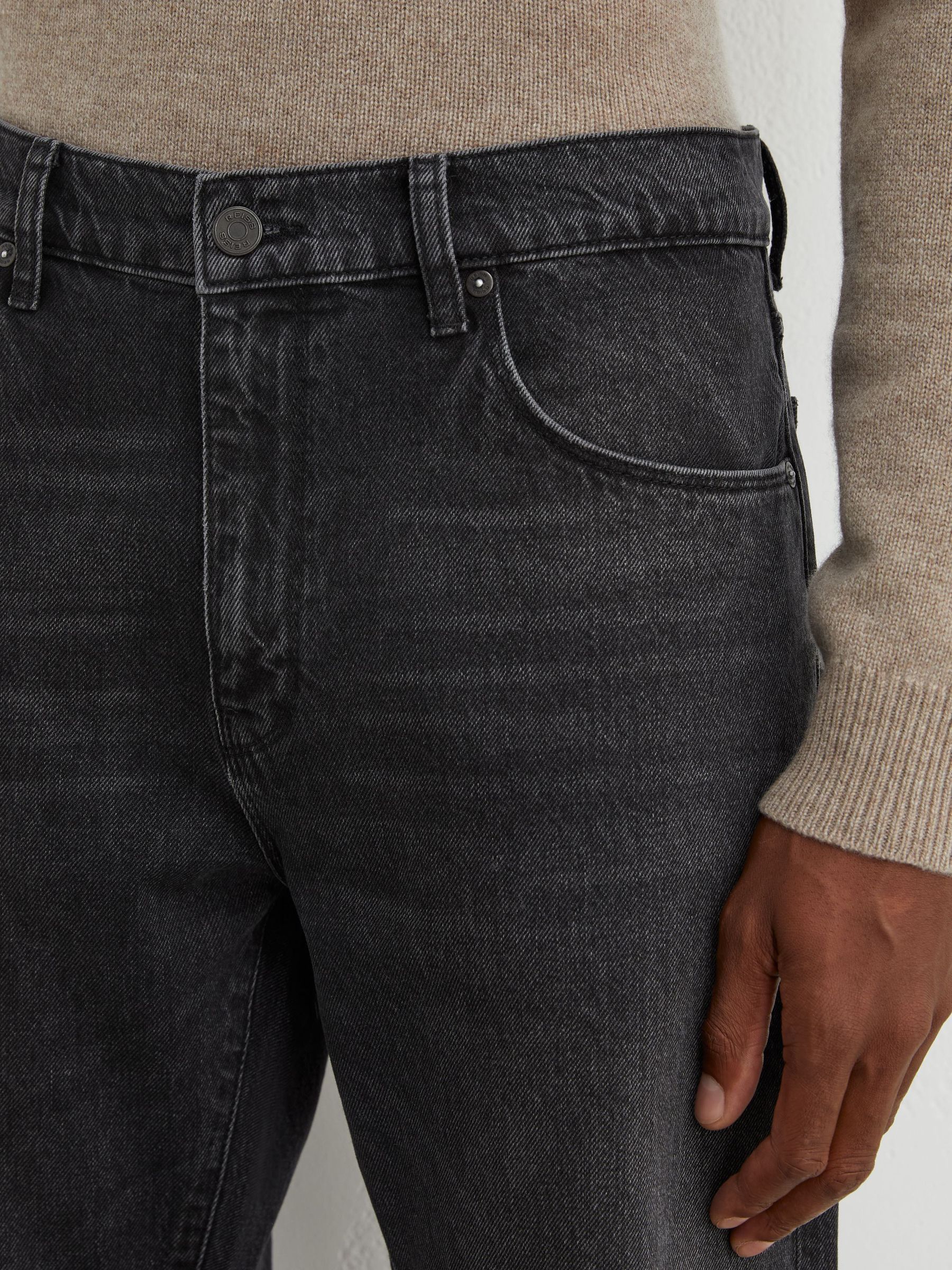 Relaxed Straight-Leg Stonewashed Jeans in Dark Grey - Image 4 of 6