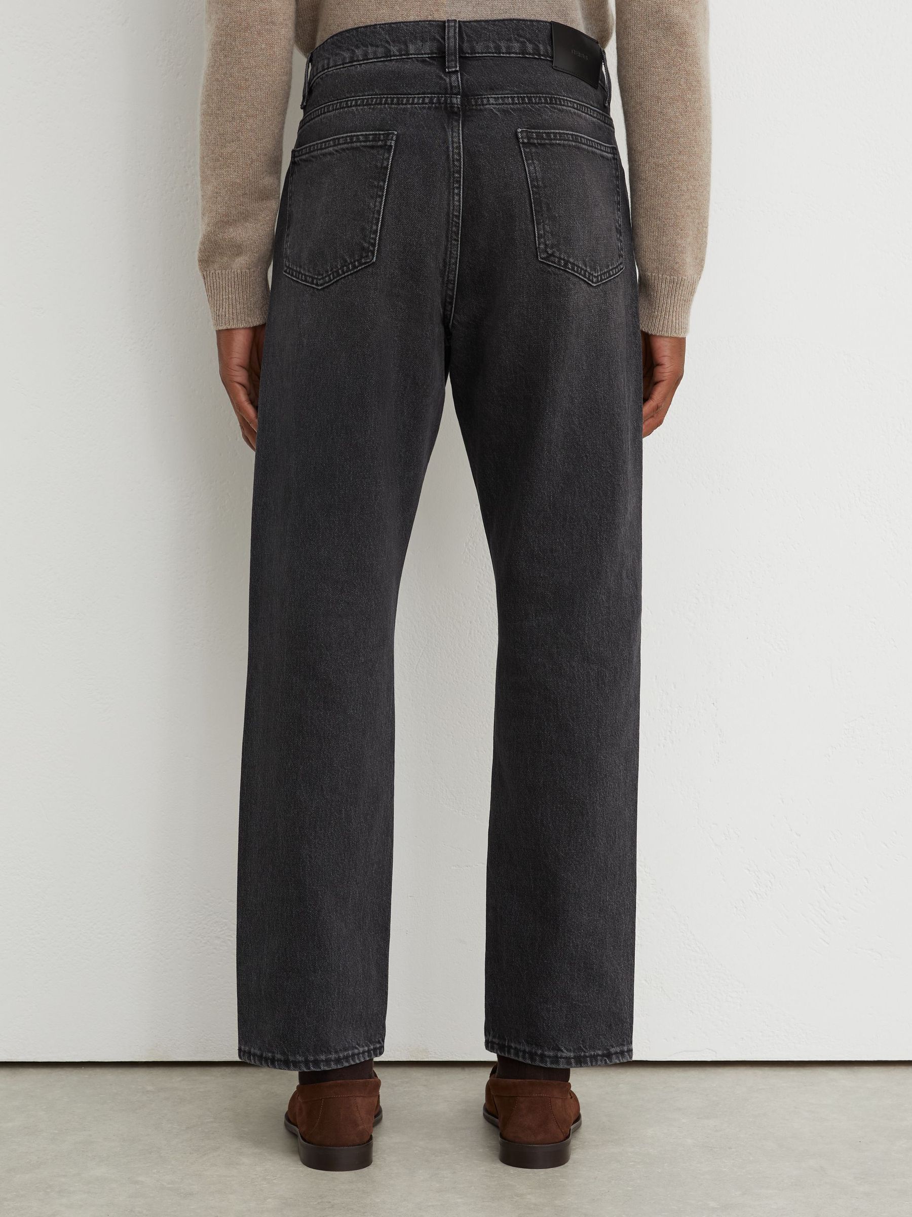 Relaxed Straight-Leg Stonewashed Jeans in Dark Grey - Image 5 of 6