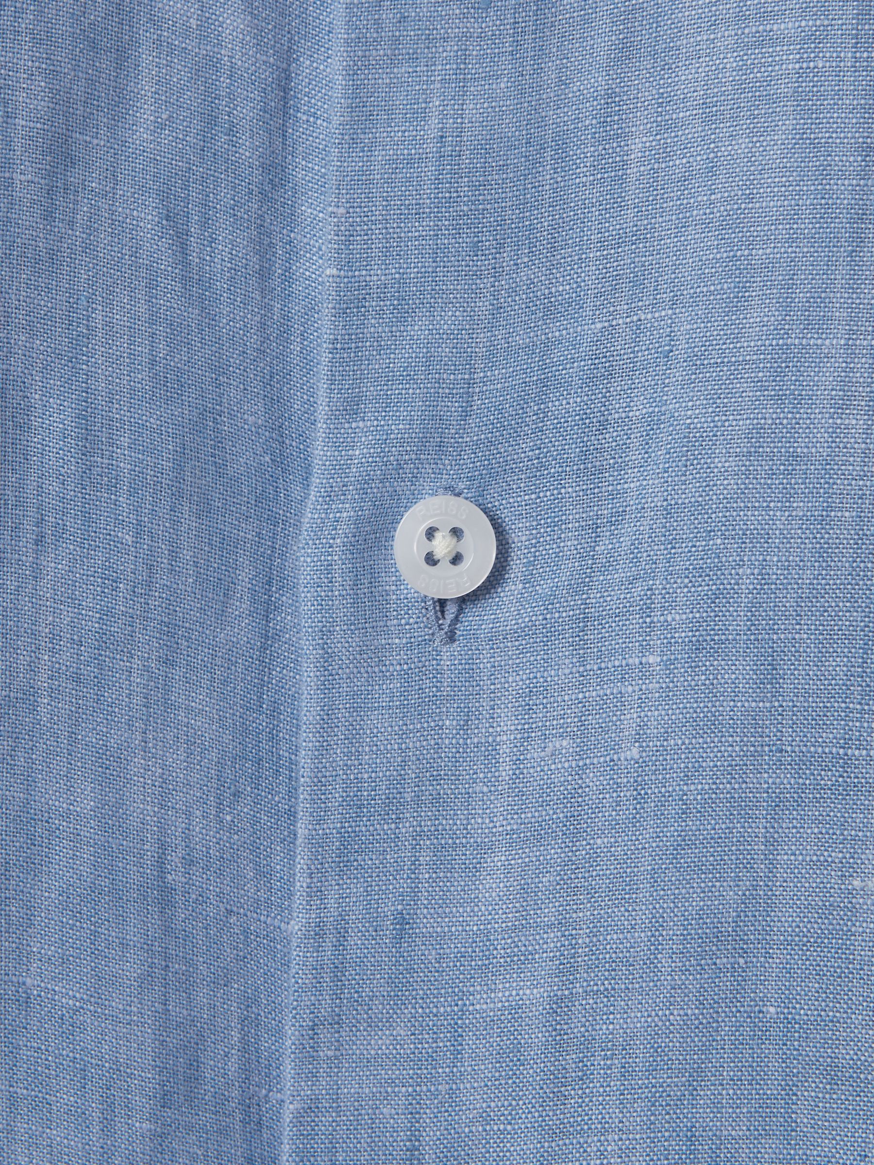 13-14 yrs Striped Linen Cutaway Collar Shirt in Sky Blue - Image 6 of 6
