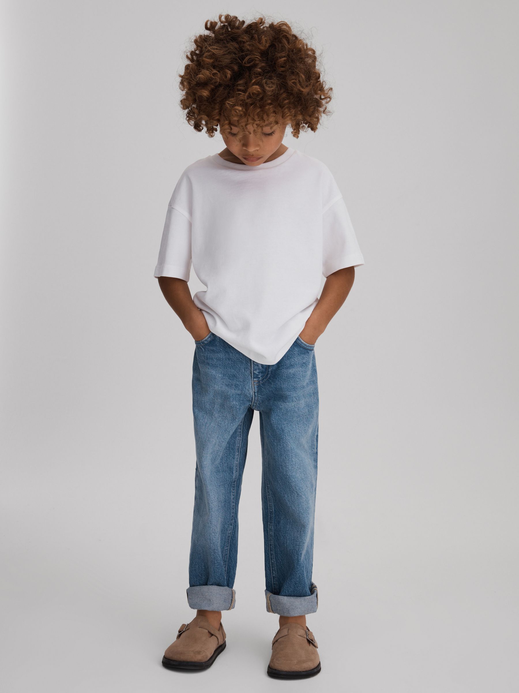 3-9 yrs Loose Fit Adjuster Jeans in Mid Blue - Image 4 of 6