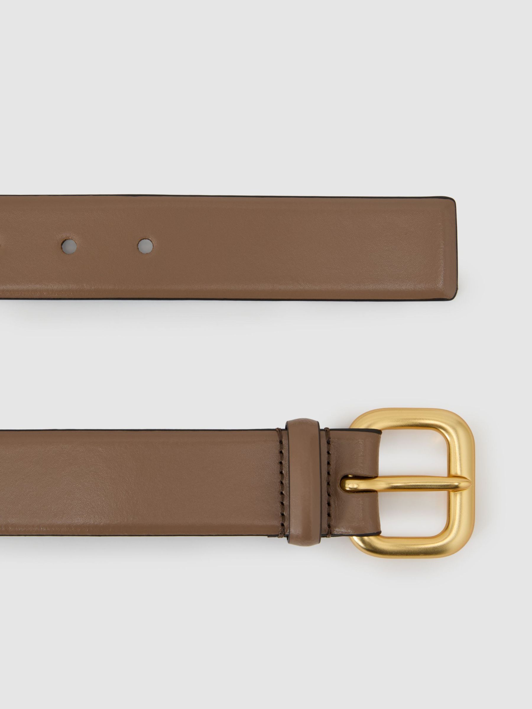 Leather Square-Buckle Belt in Taupe - Image 5 of 5