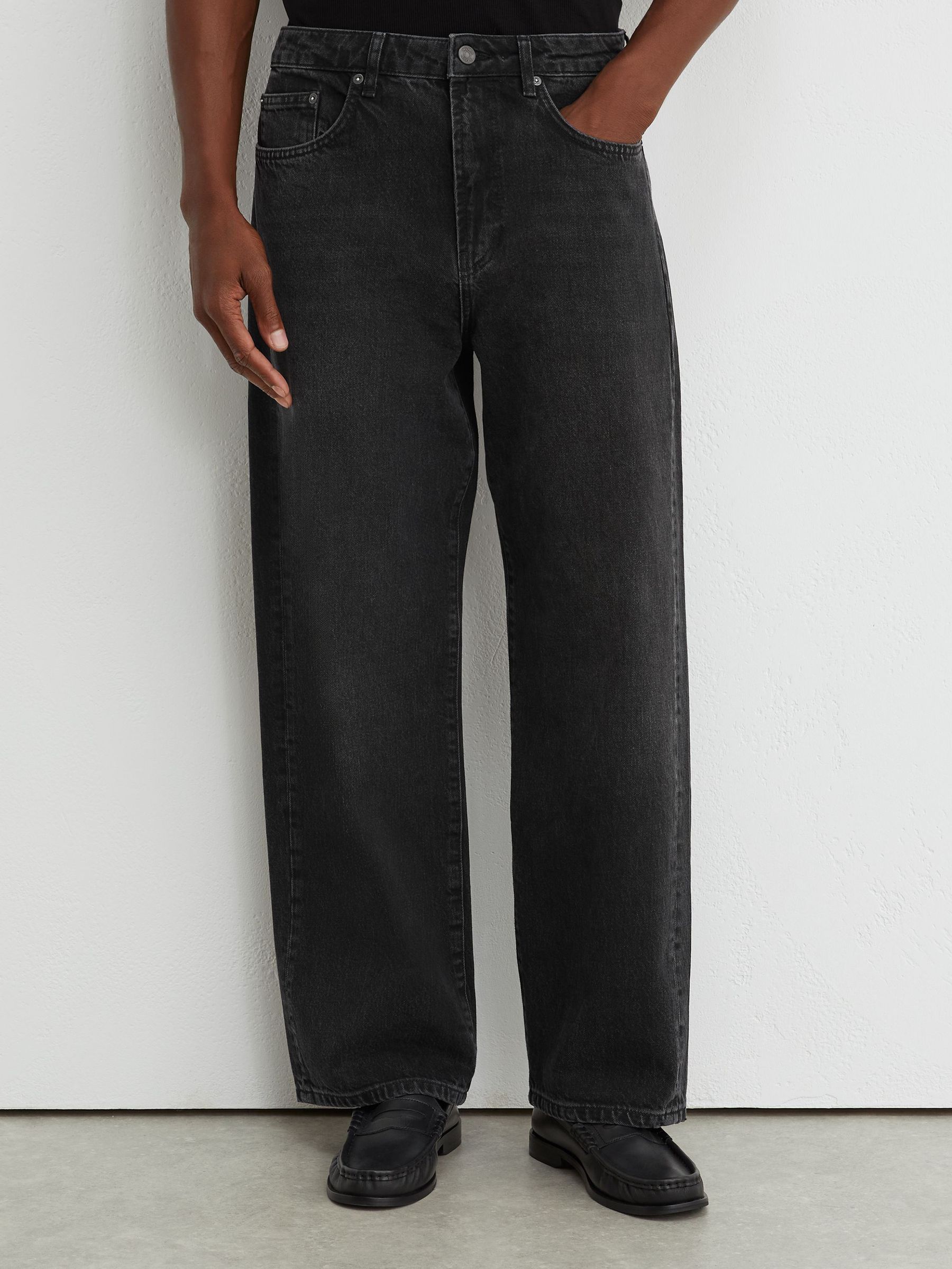 Loose-Fit Rigid-Denim Jeans in Black - Image 3 de 7