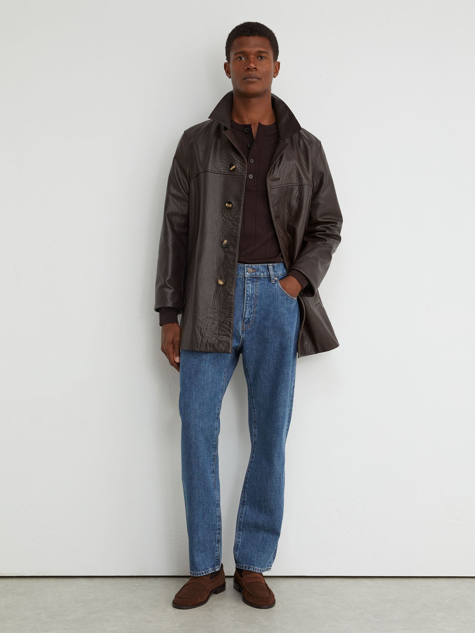 Relaxed Straight-Leg Jeans in Mid Blue - Image 1 of 7