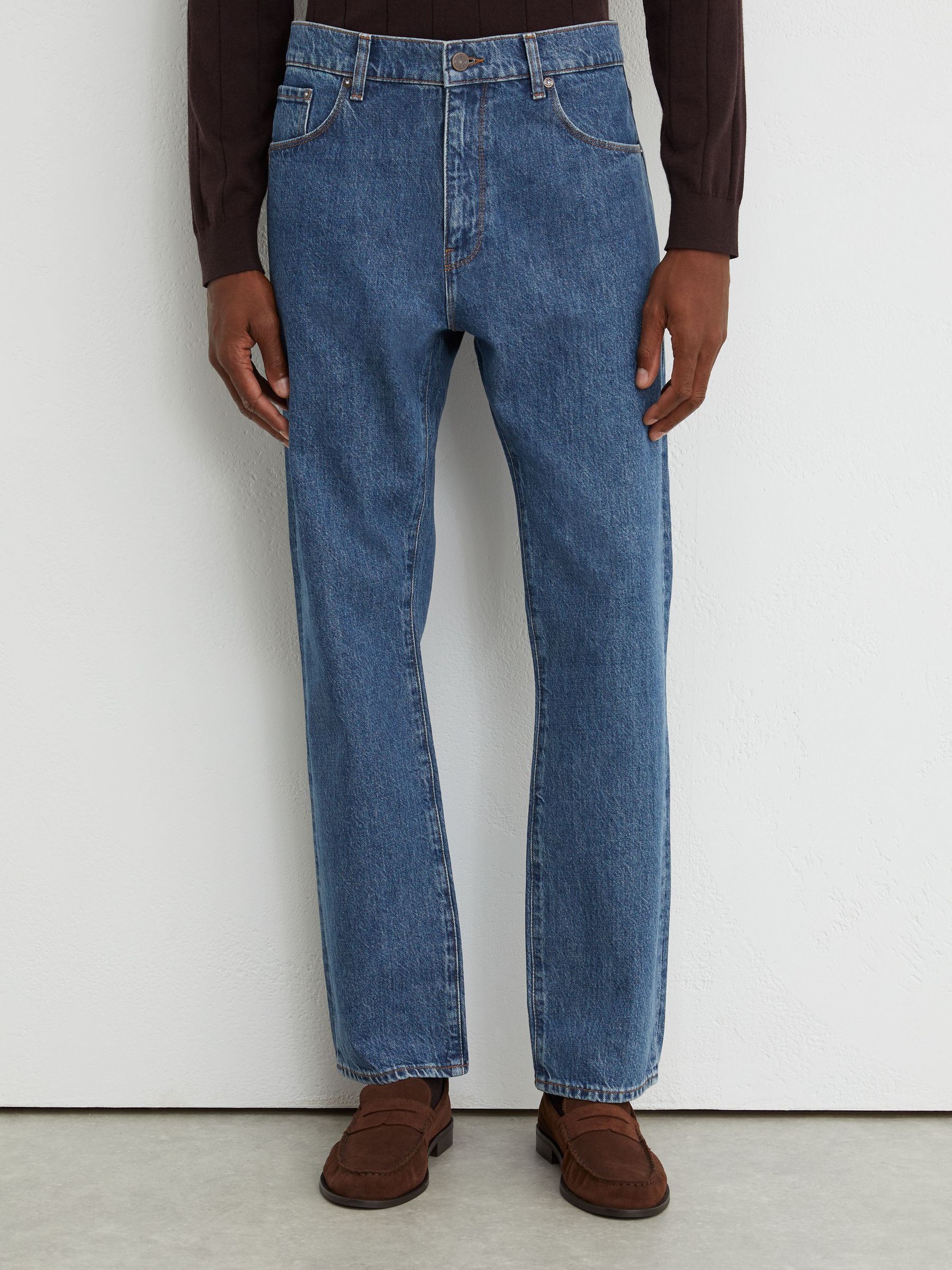 Relaxed Straight-Leg Jeans in Mid Blue - Image 3 of 7