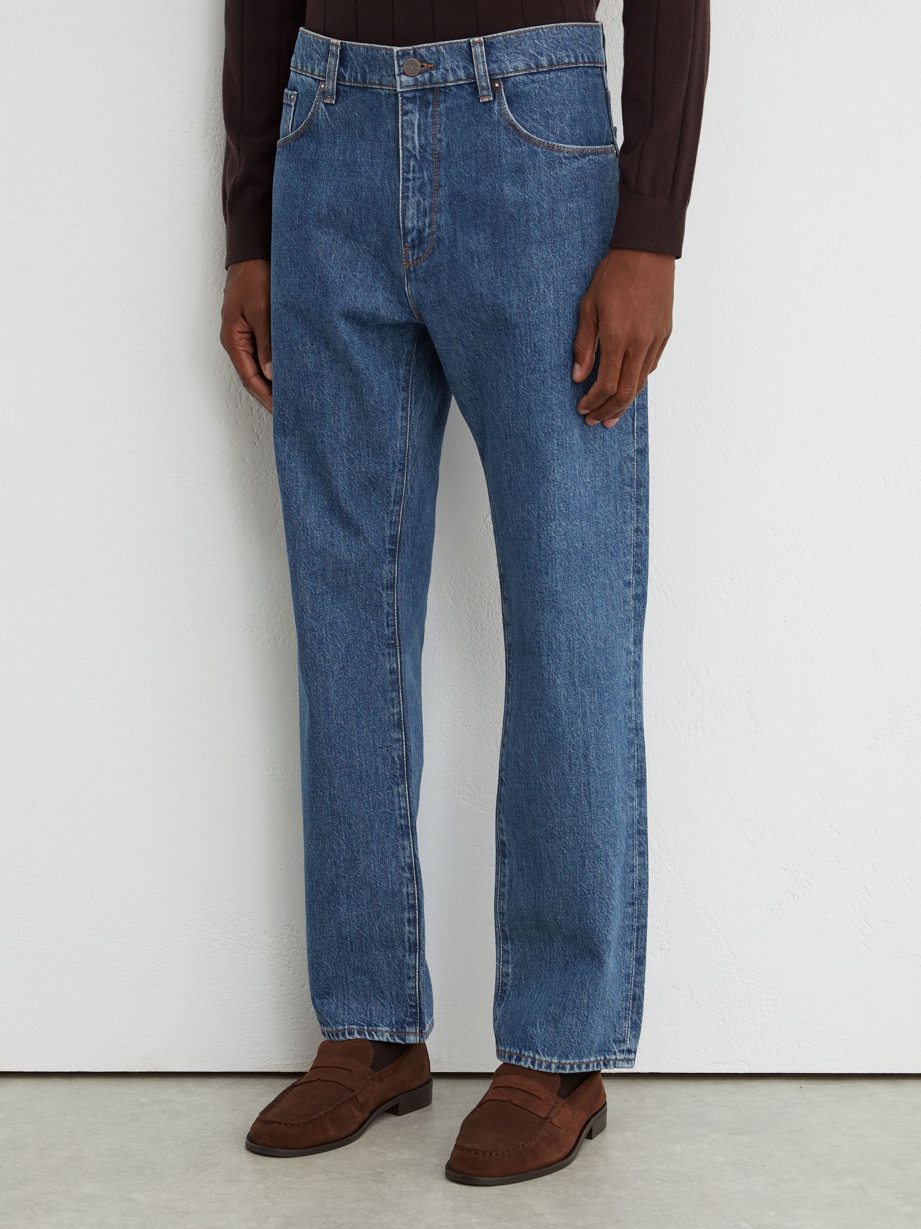Relaxed Straight-Leg Jeans in Mid Blue - Image 5 of 7