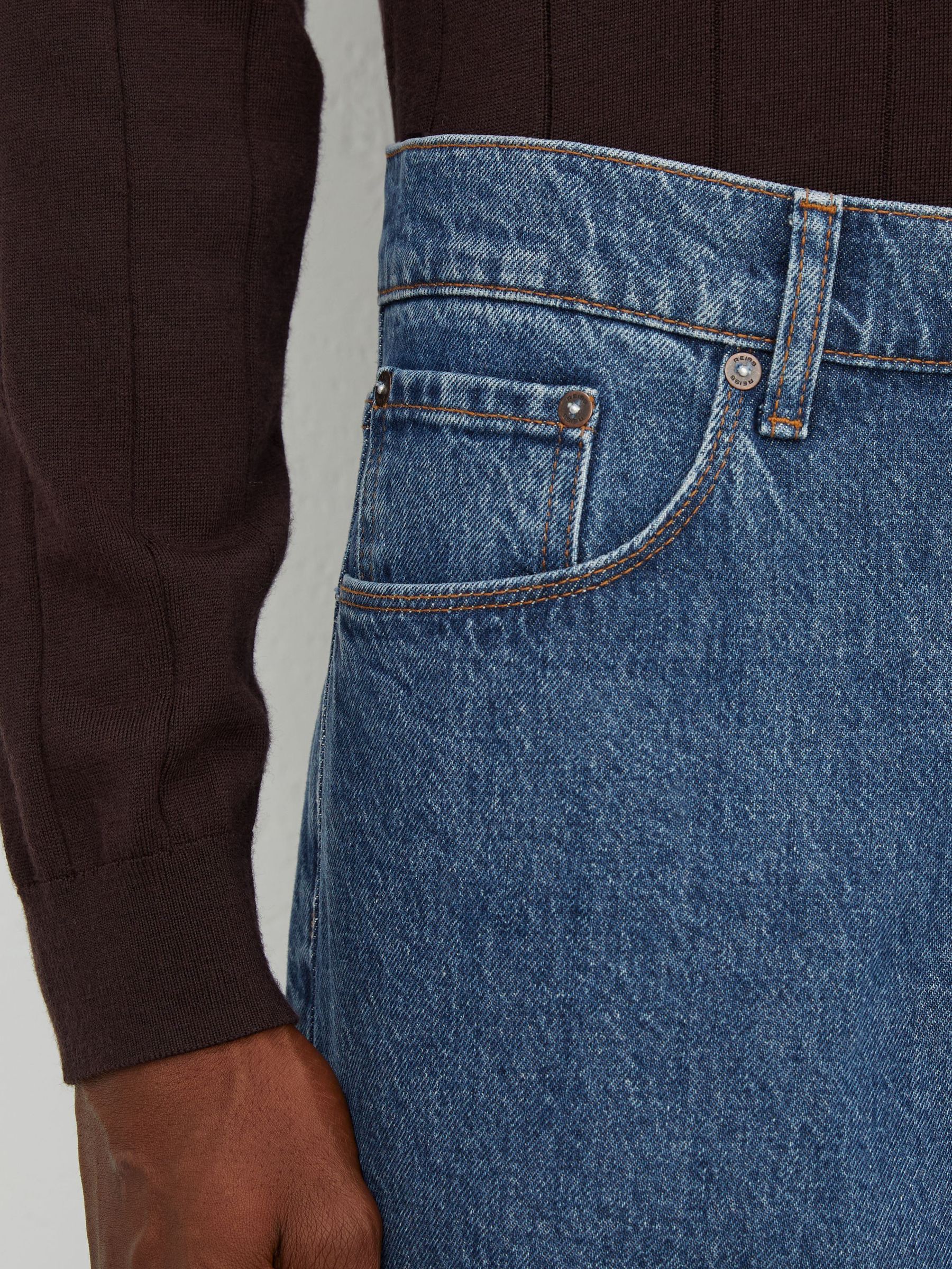 Relaxed Straight-Leg Jeans in Mid Blue - Image 6 of 7