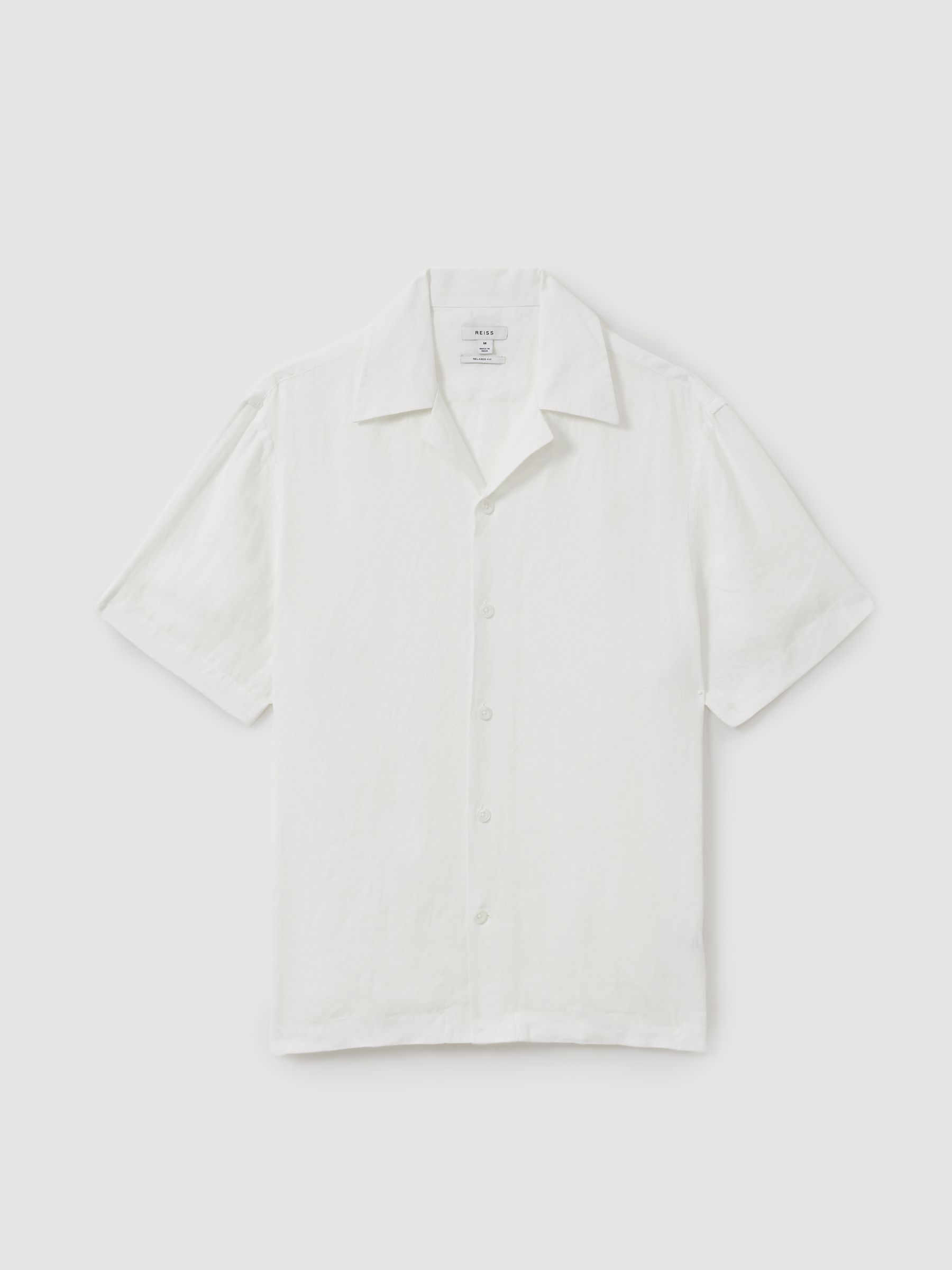 Beldi White Relaxed 100% Linen Cuban Collar Shirt - Image 2 of 6