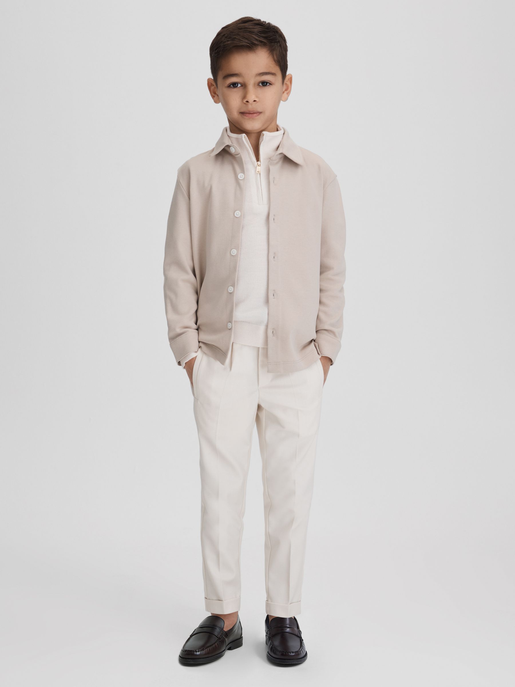 Junior Cotton Button-Through Shirt in Stone - Image 1 of 6 Junior Cotton Button-Through Shirt in Stone - Image 1 of 6