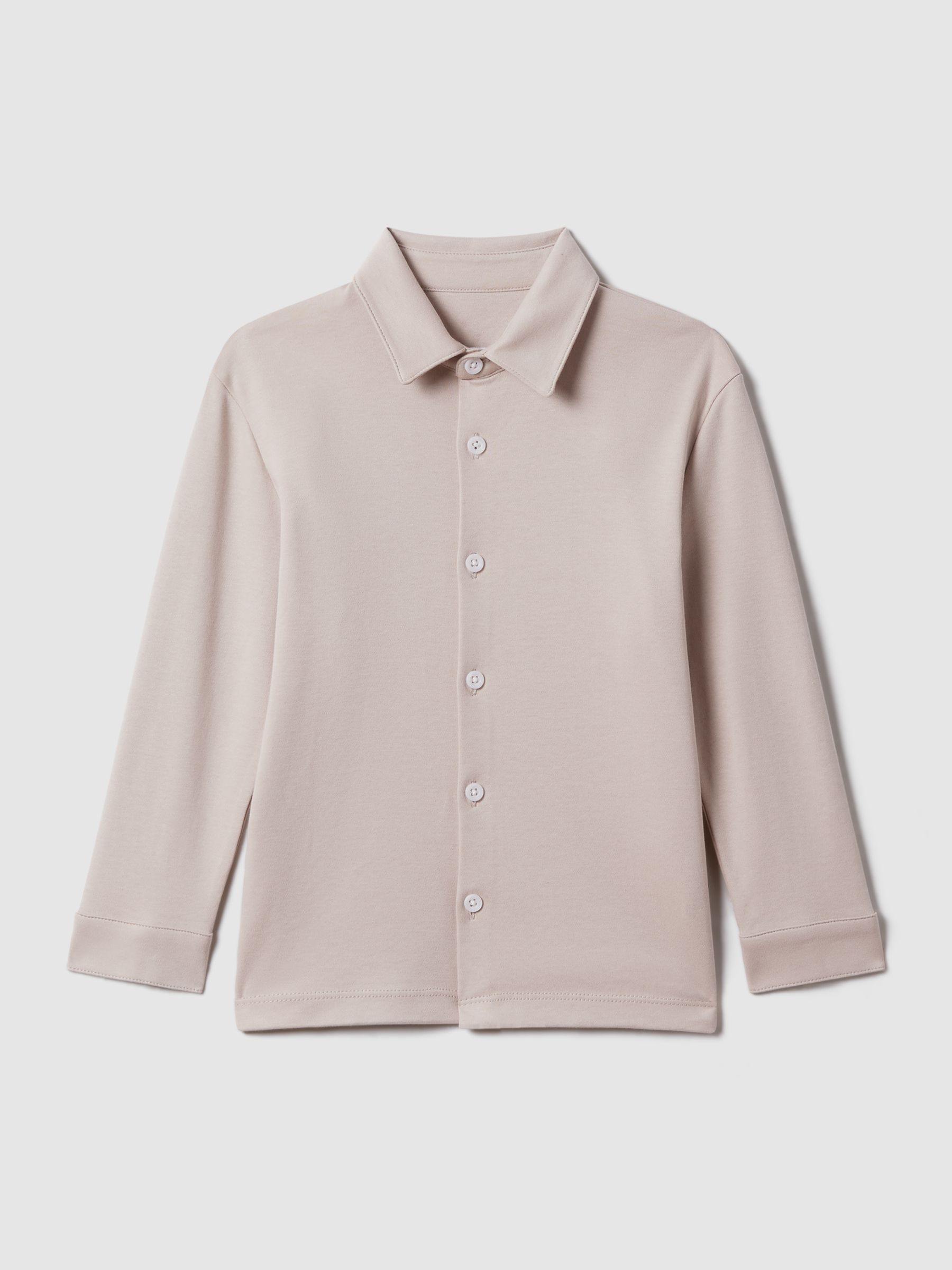 Junior Cotton Button-Through Shirt in Stone - Image 2 of 6 Junior Cotton Button-Through Shirt in Stone - Image 2 of 6