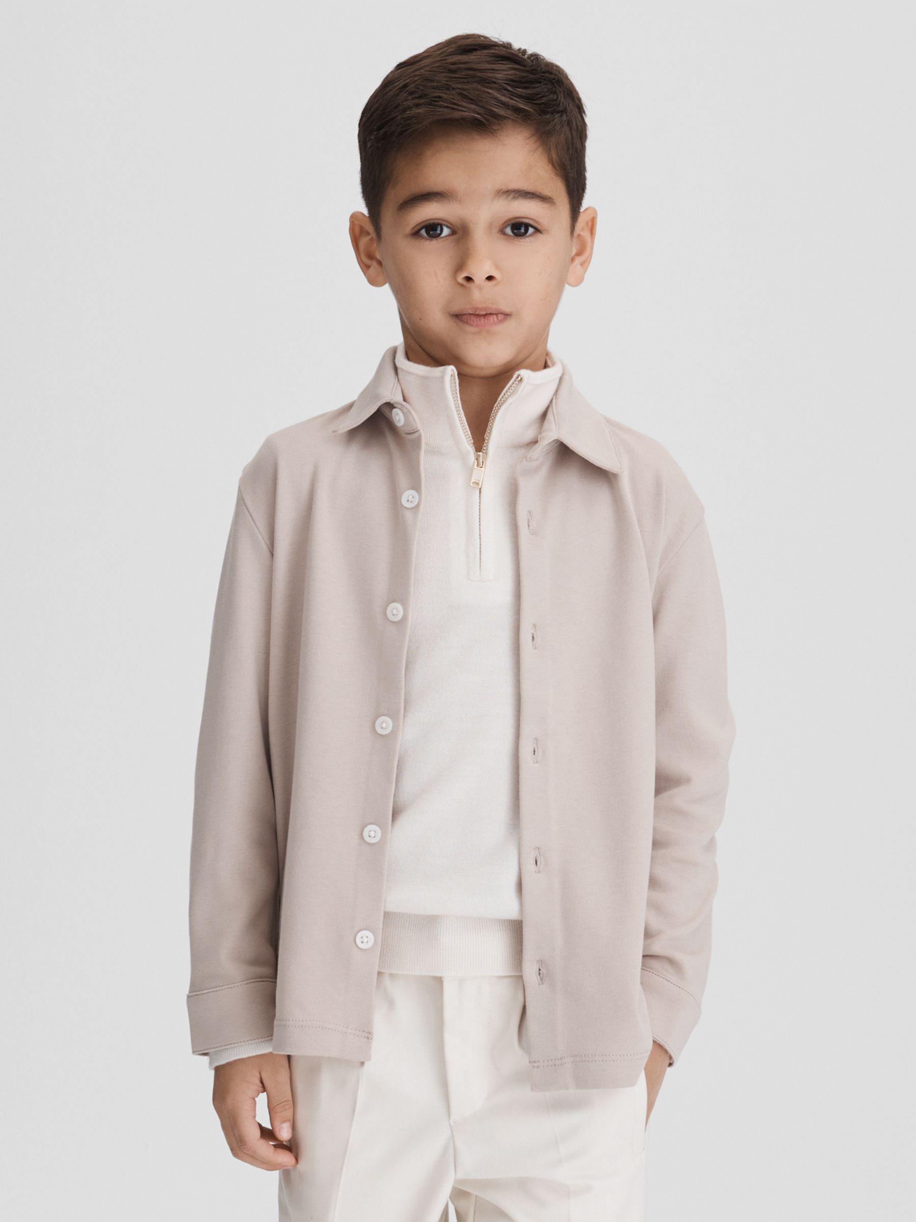 Junior Cotton Button-Through Shirt in Stone - Image 3 of 6