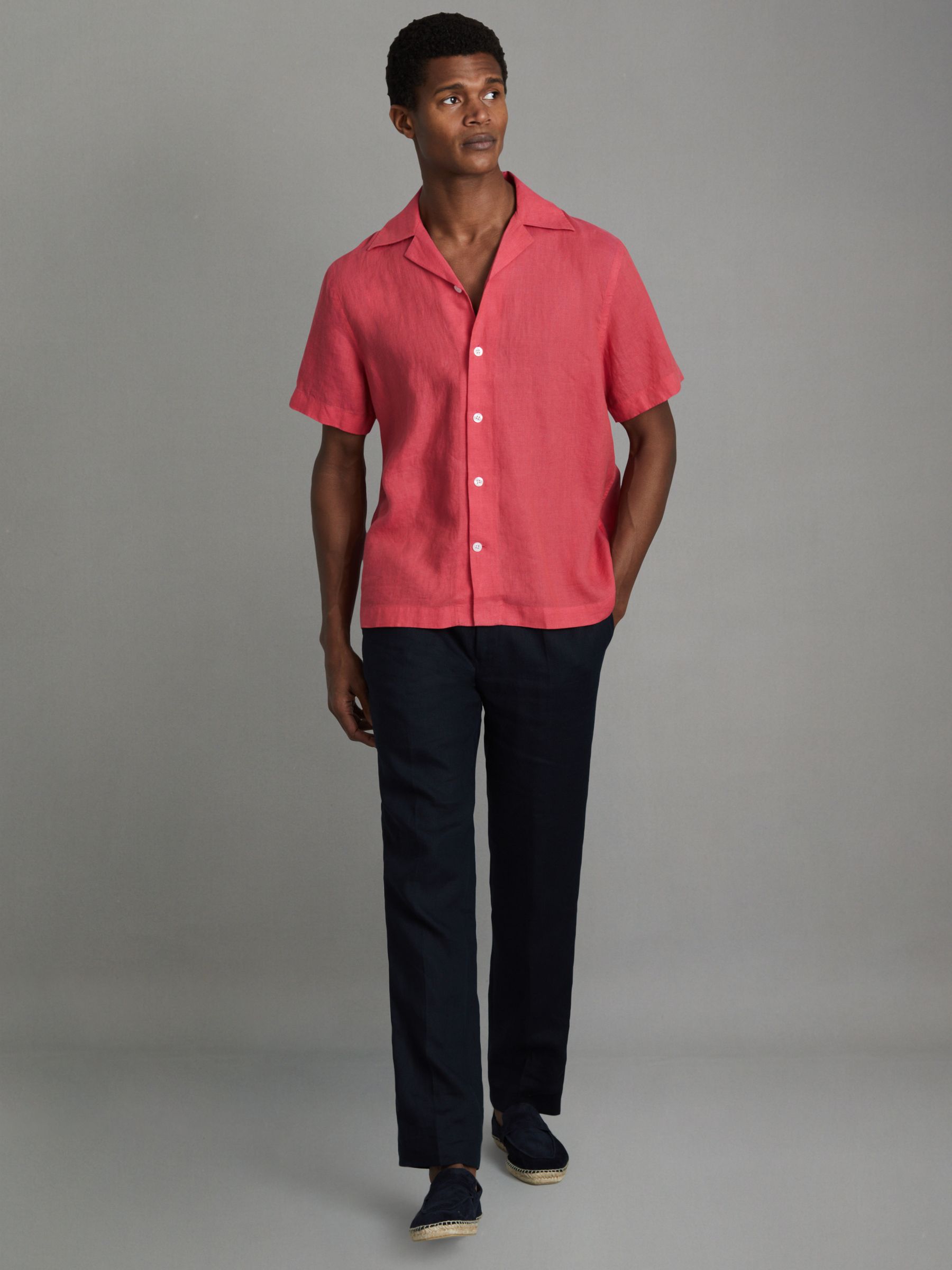 Beldi Coral Relaxed 100% Linen Cuban Collar Shirt - Image 1 of 6