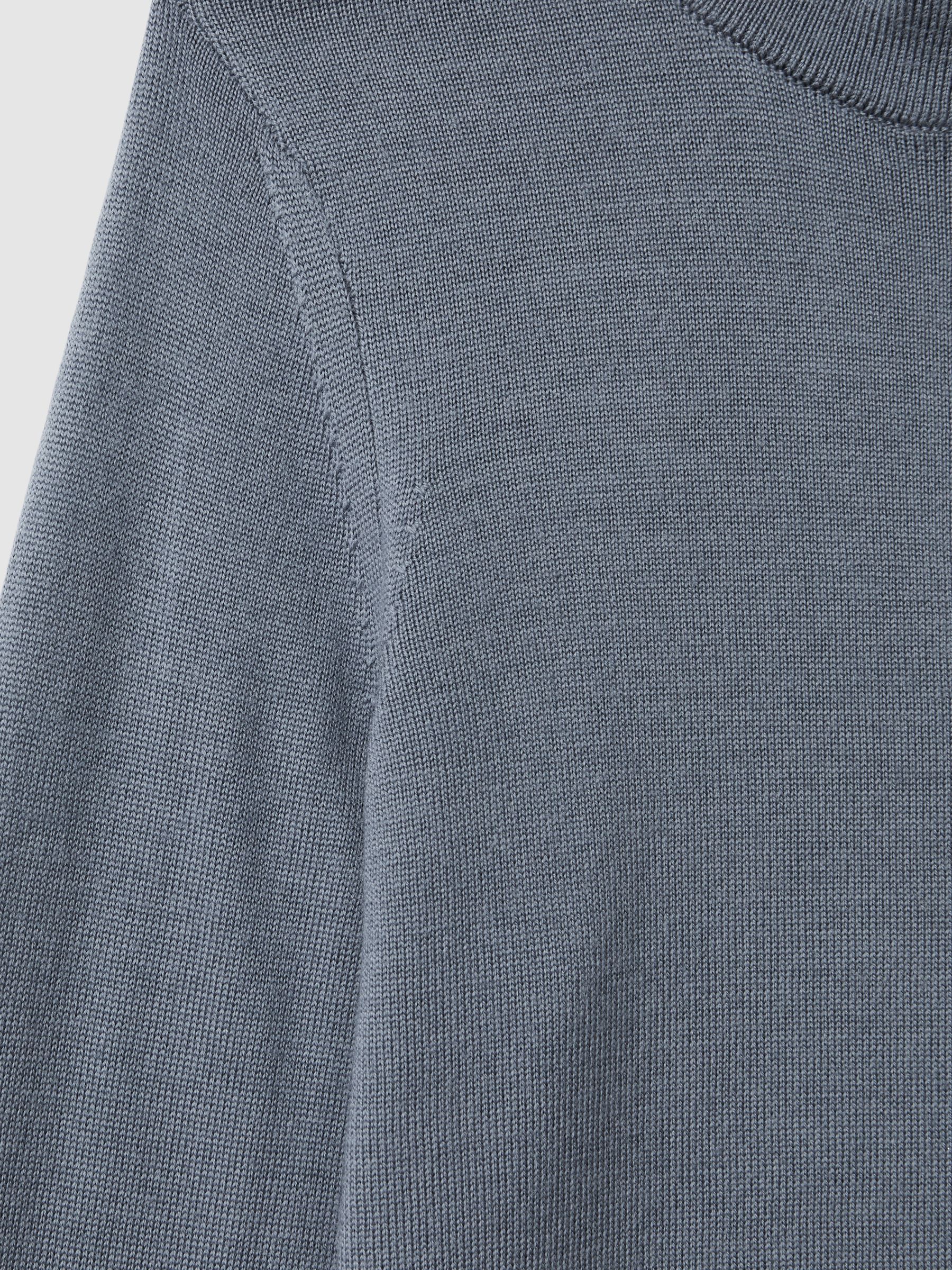 3-9 yrs Two Pack Of Merino Wool Zip-Neck Jumpers in Nickel Blue/Kale - Image 7 of 8