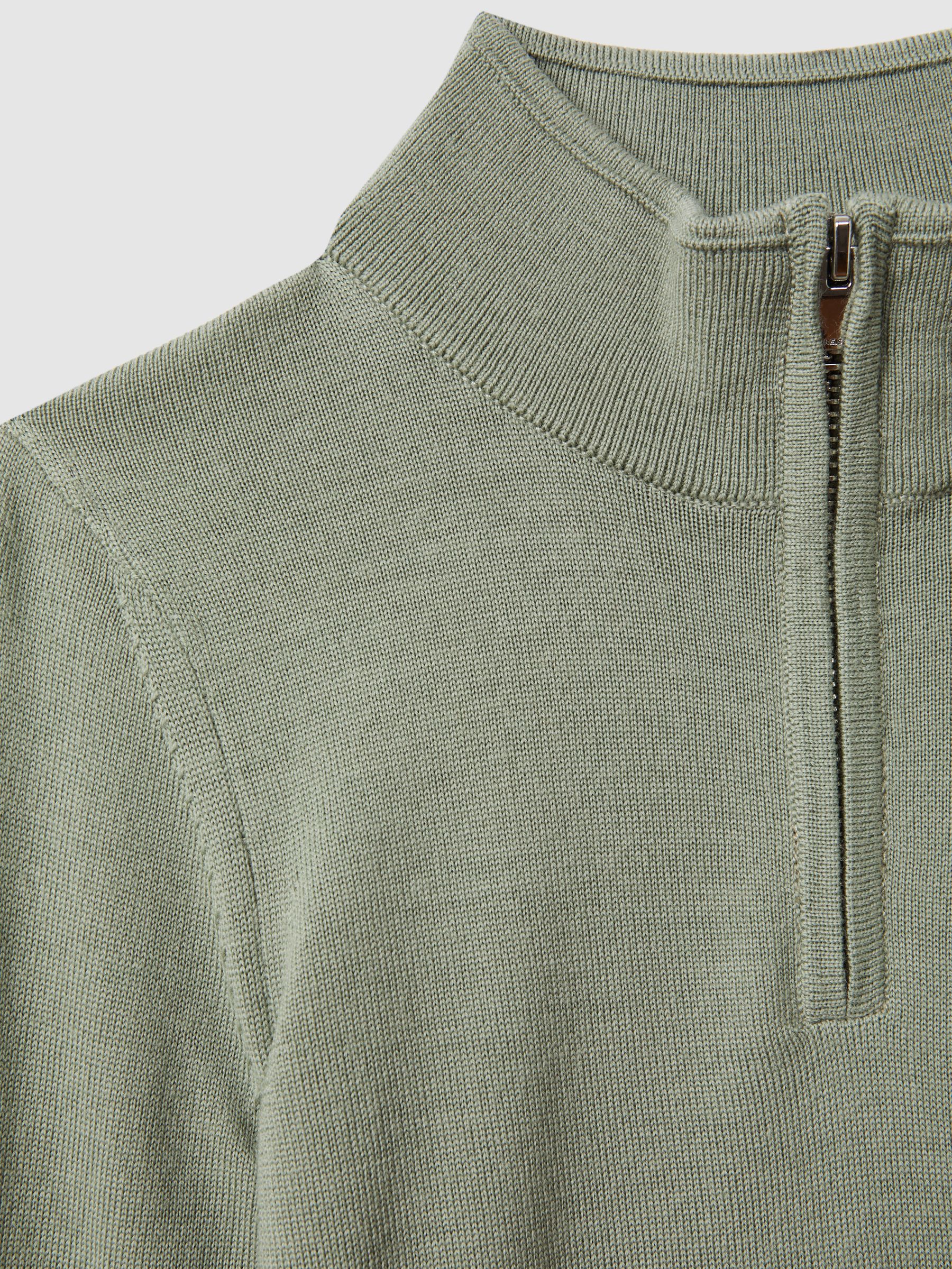 3-9 yrs Two Pack Of Merino Wool Zip-Neck Jumpers in Nickel Blue/Kale - Image 8 of 8