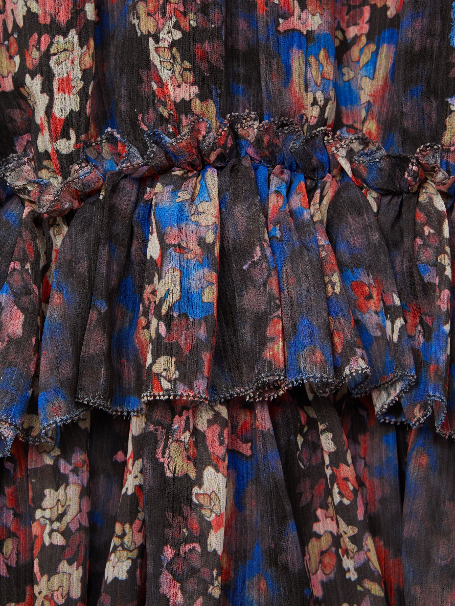 Junior Printed Tiered Dress in Navy Print - Image 7 of 7
