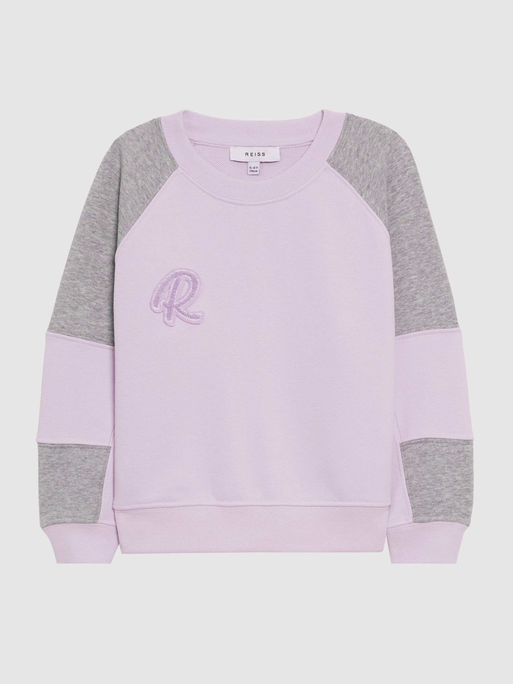9-14 yrs Colourblock Motif Jersey Jumper in Lilac - Image 2 of 6