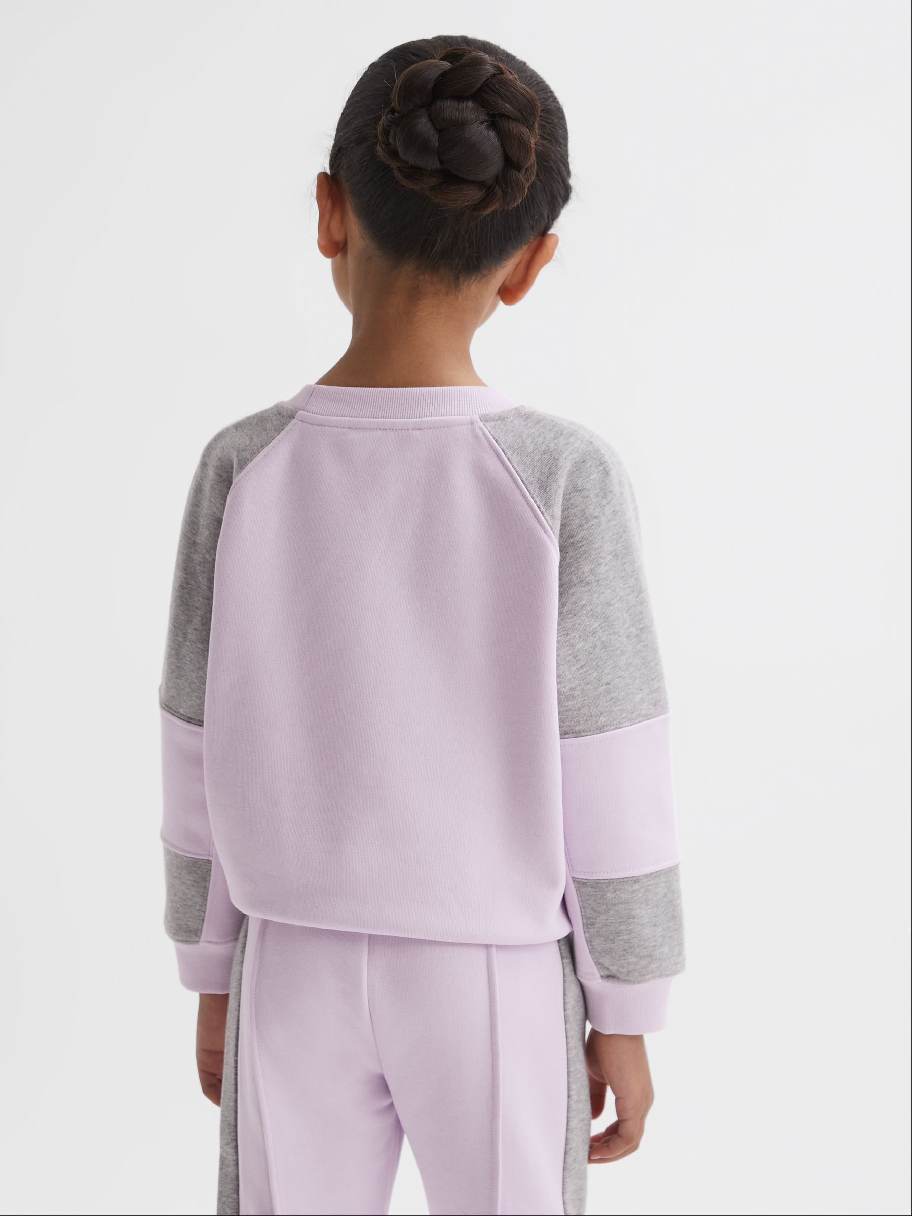 9-14 yrs Colourblock Motif Jersey Jumper in Lilac - Image 5 of 6