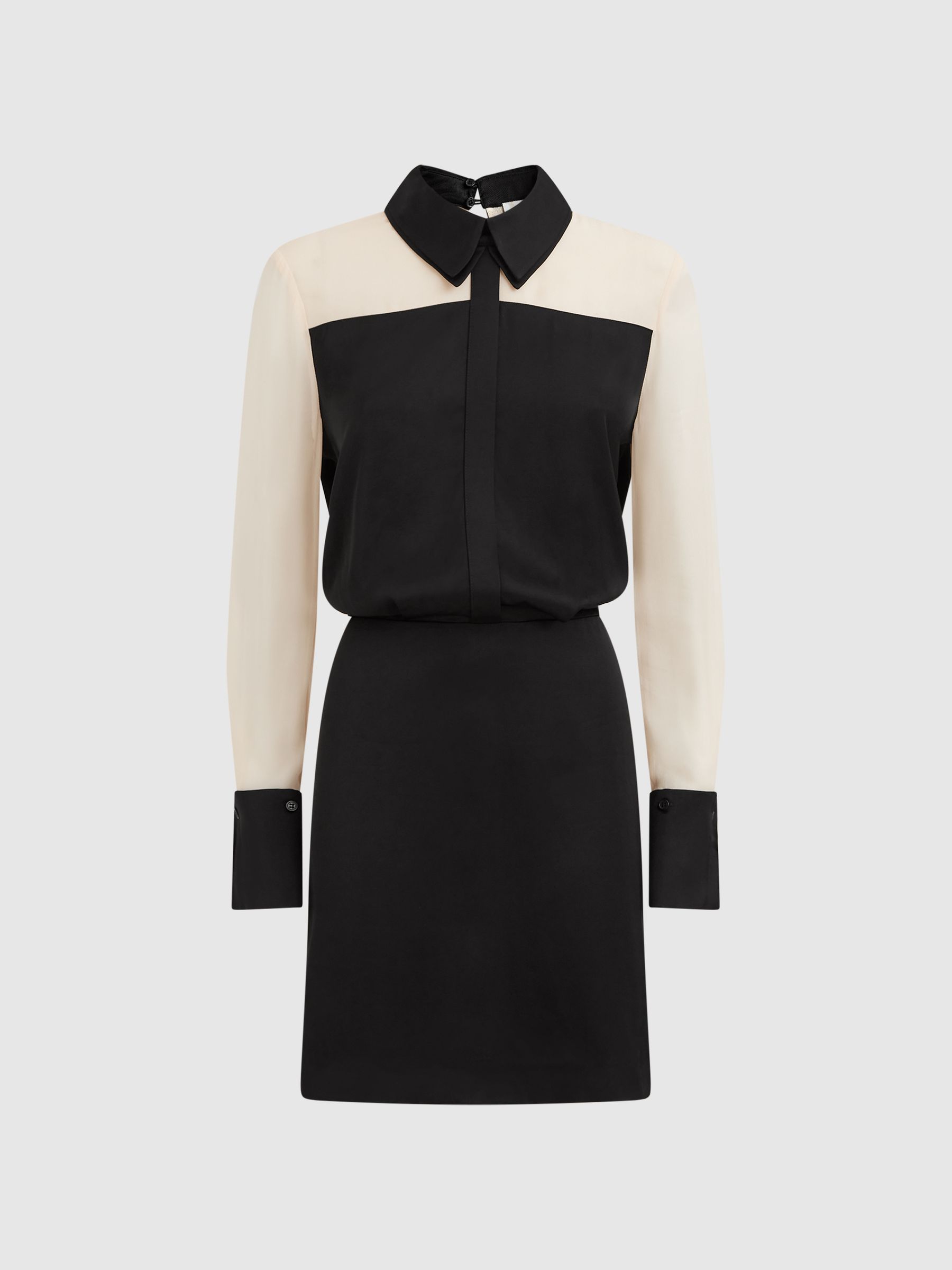 REISS シャツドレス Reiss Fitted Shirt Mini Dress in Black | REISS