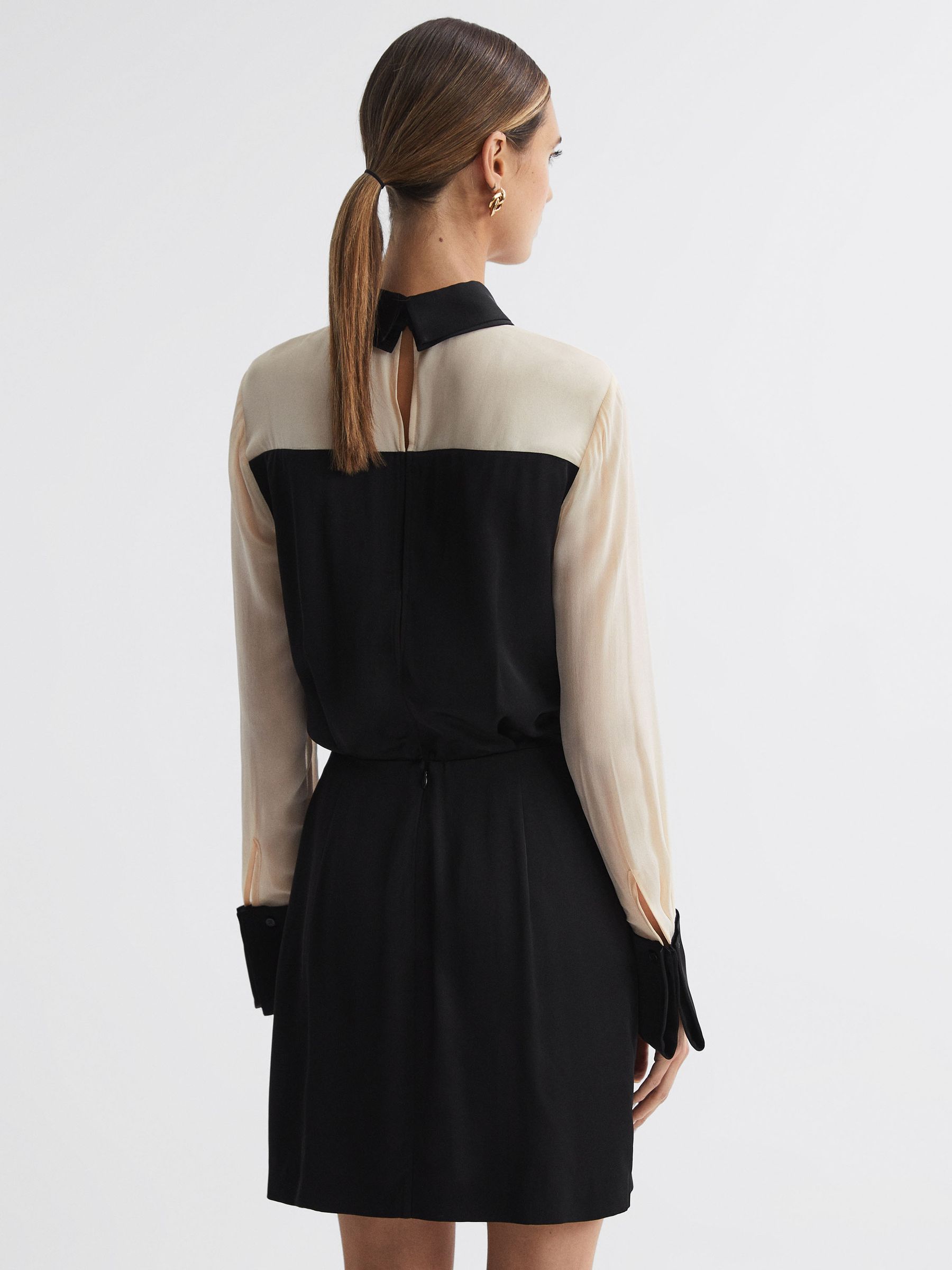 REISS シャツドレス Reiss Fitted Shirt Mini Dress in Black | REISS