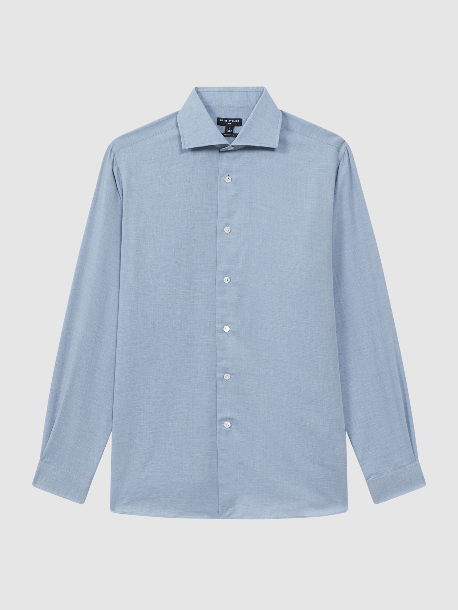 Atelier Italian Cotton Cashmere Shirt in Soft Blue - Image 2 of 6