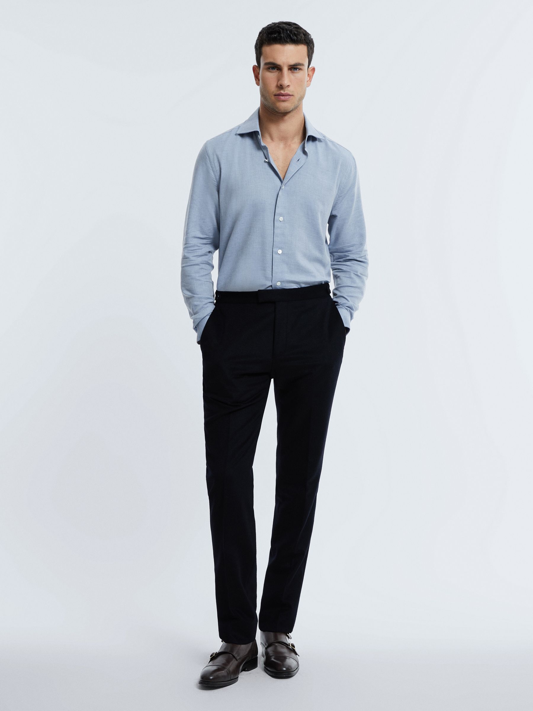 Atelier Italian Cotton Cashmere Shirt in Soft Blue - Image 3 of 6