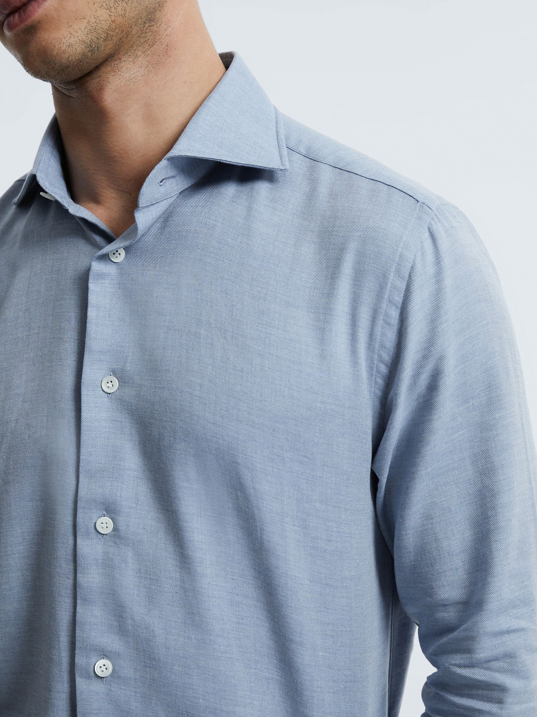 Atelier Italian Cotton Cashmere Shirt in Soft Blue - Image 4 of 6