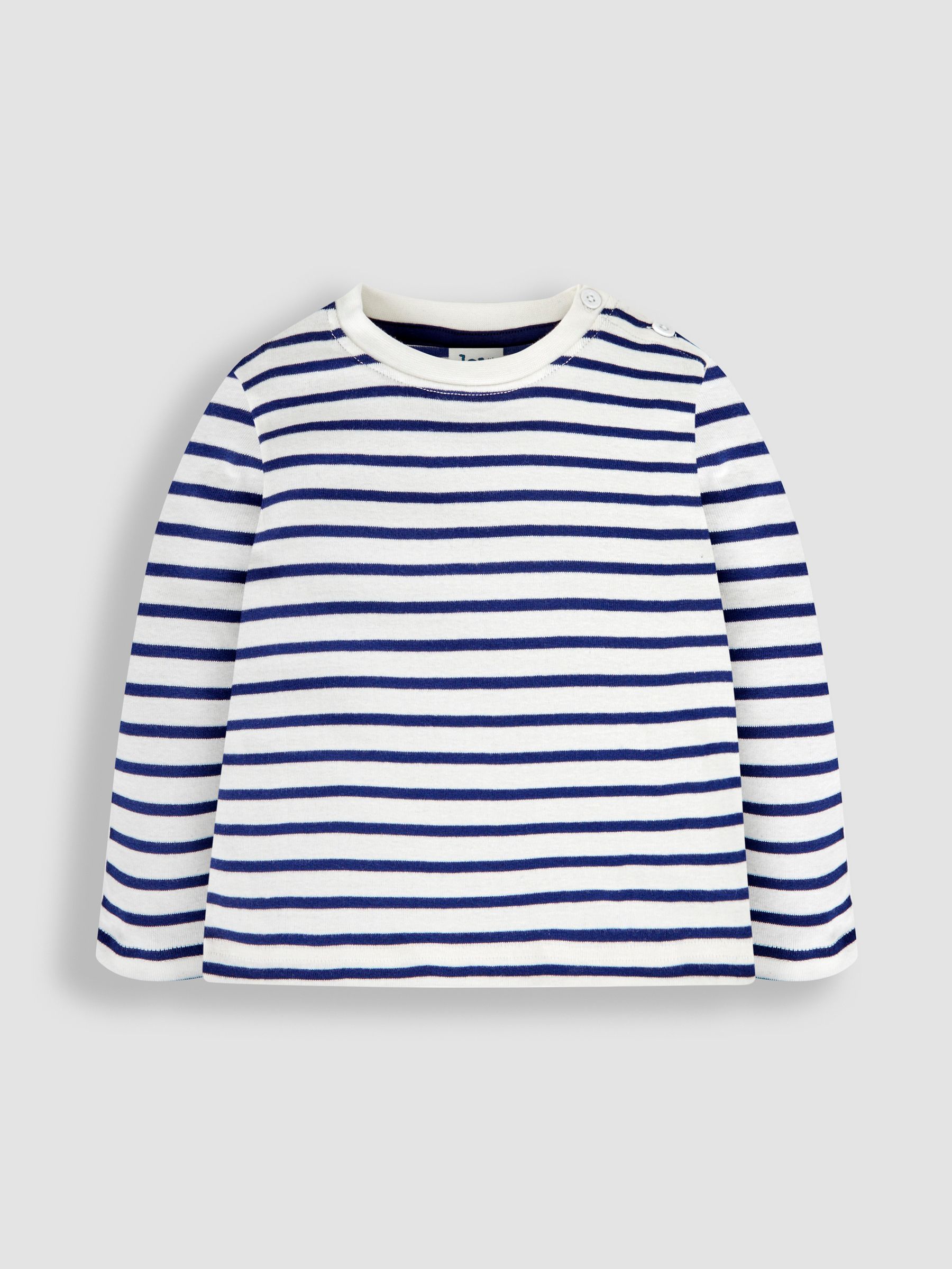 Ecru Cream Navy Blue Stripe Breton Long Sleeved Top - Image 1 of 6