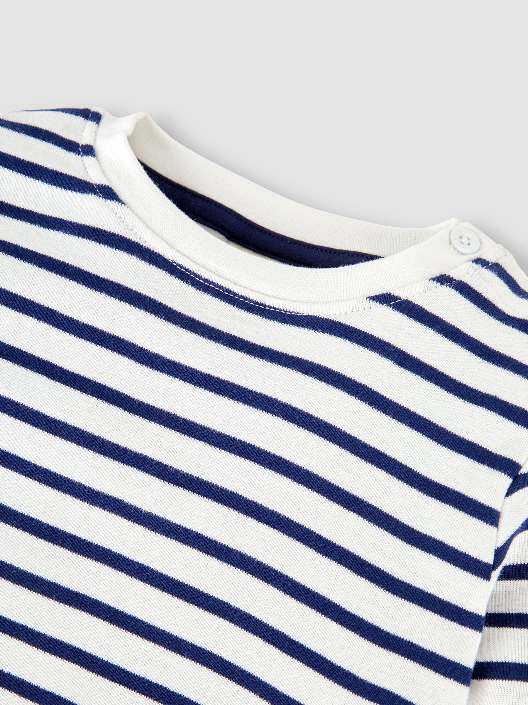 Ecru Cream Navy Blue Stripe Breton Long Sleeved Top - Image 3 of 6