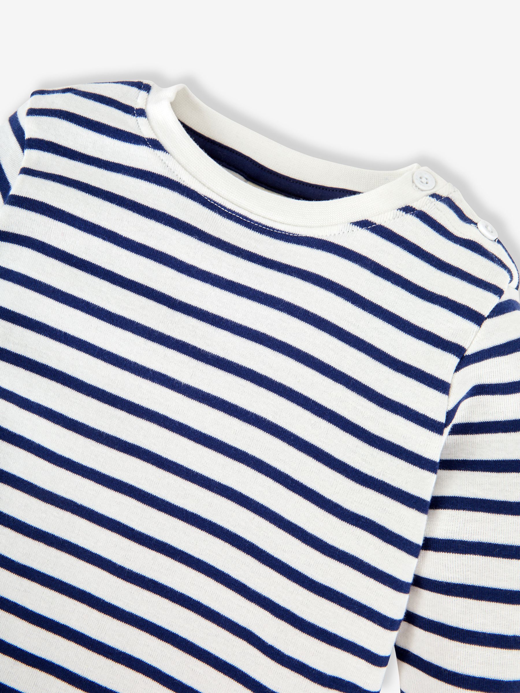 Ecru Cream Navy Blue Stripe Breton Long Sleeved Top - Image 6 of 6