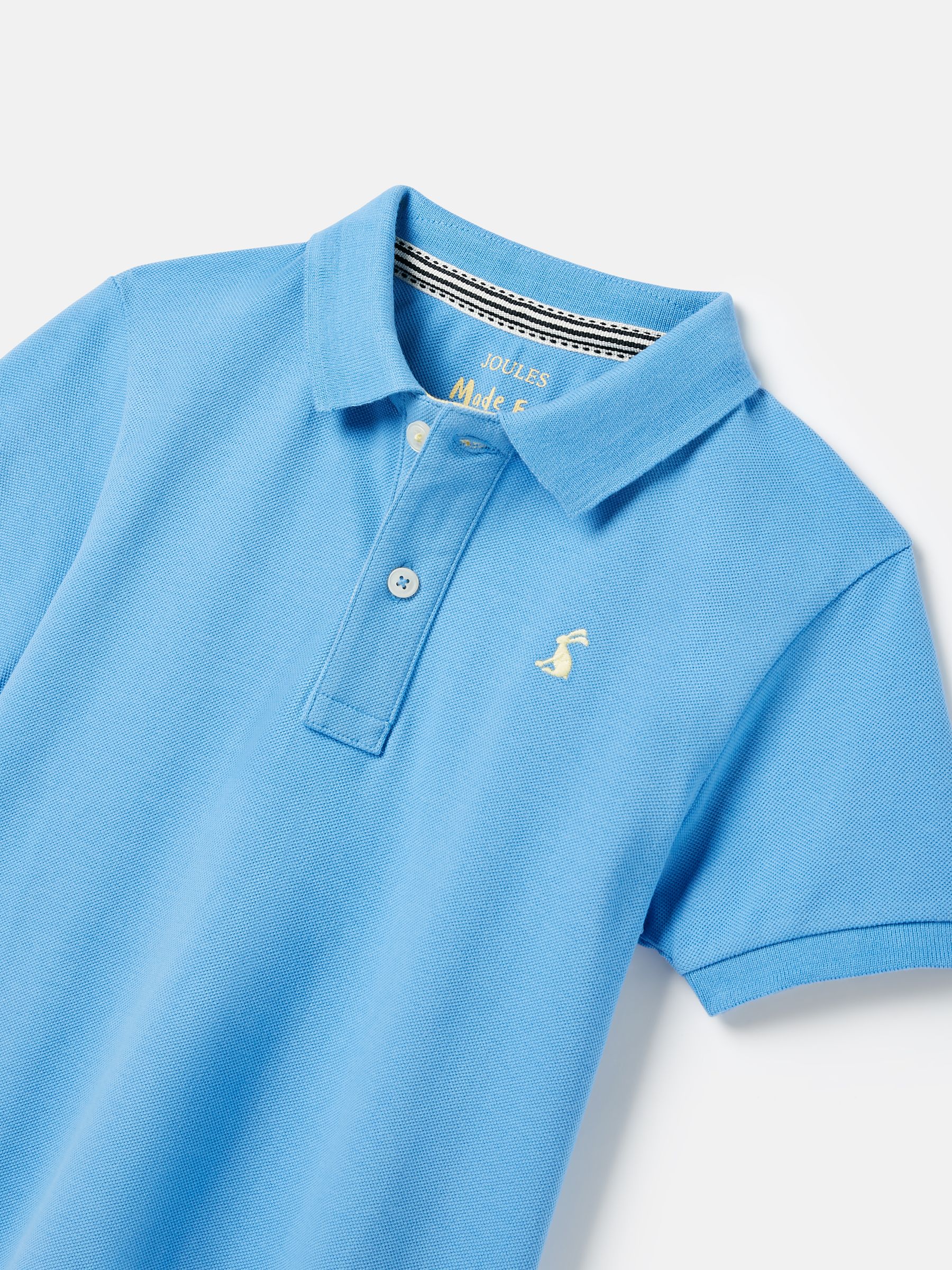 Boys' Woody Blue Pique Cotton Polo Shirt - Image 3 of 5