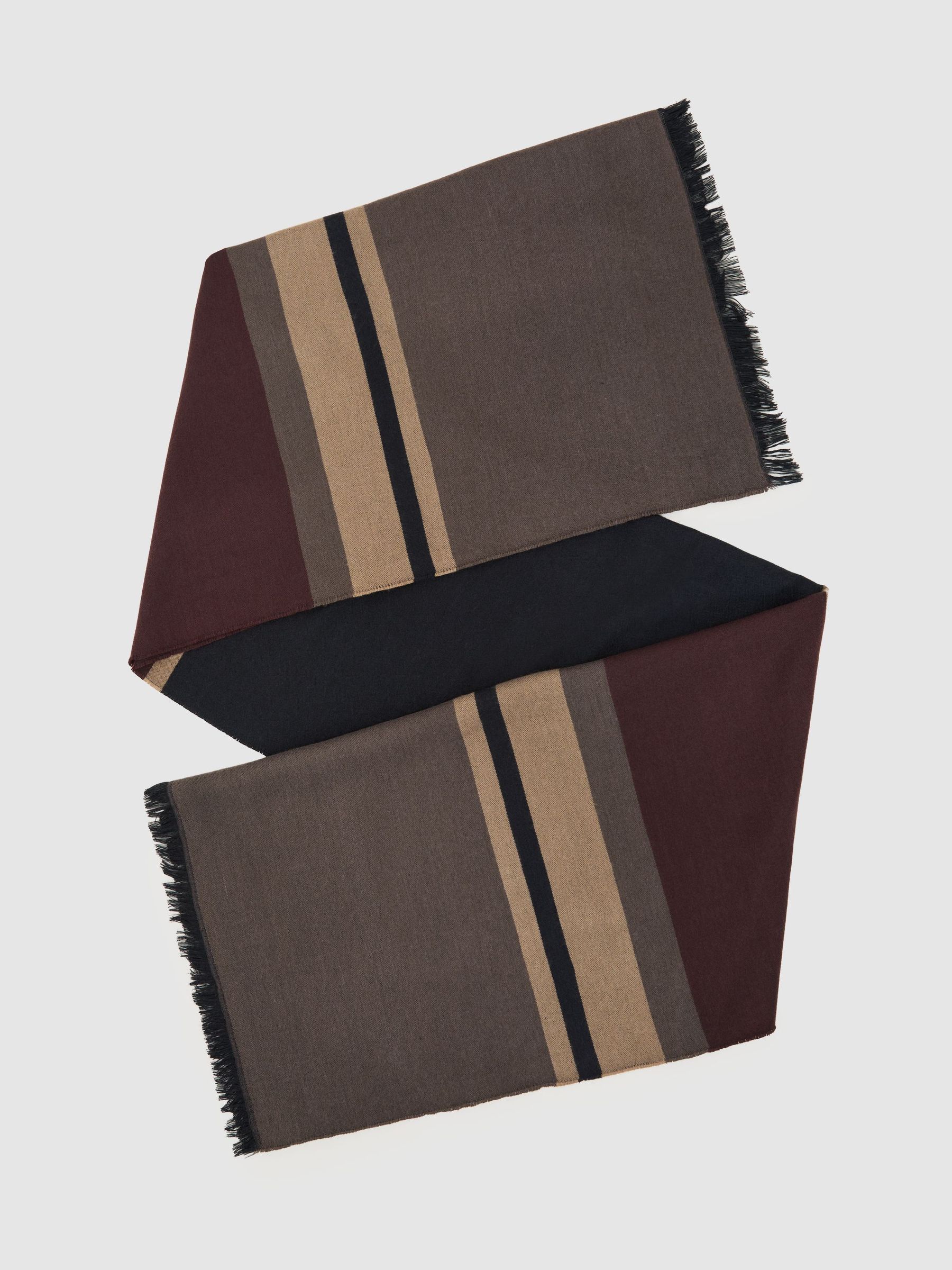 Block-Stripe Scarf in Grey/Neutral - Image 2 of 5