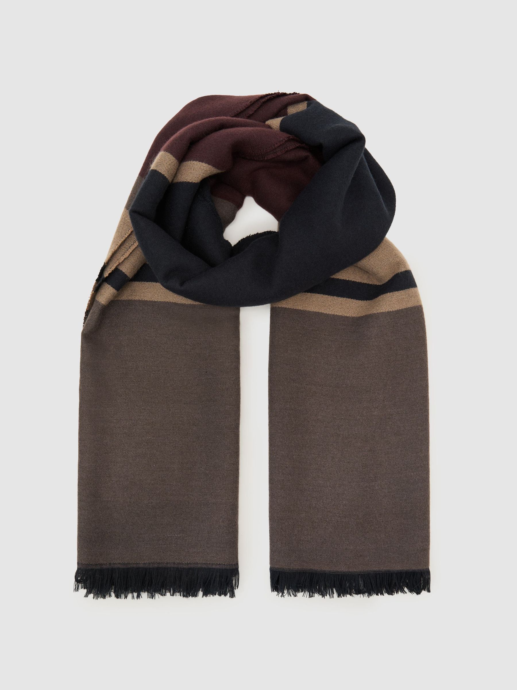 Block-Stripe Scarf in Grey/Neutral - Image 3 of 5