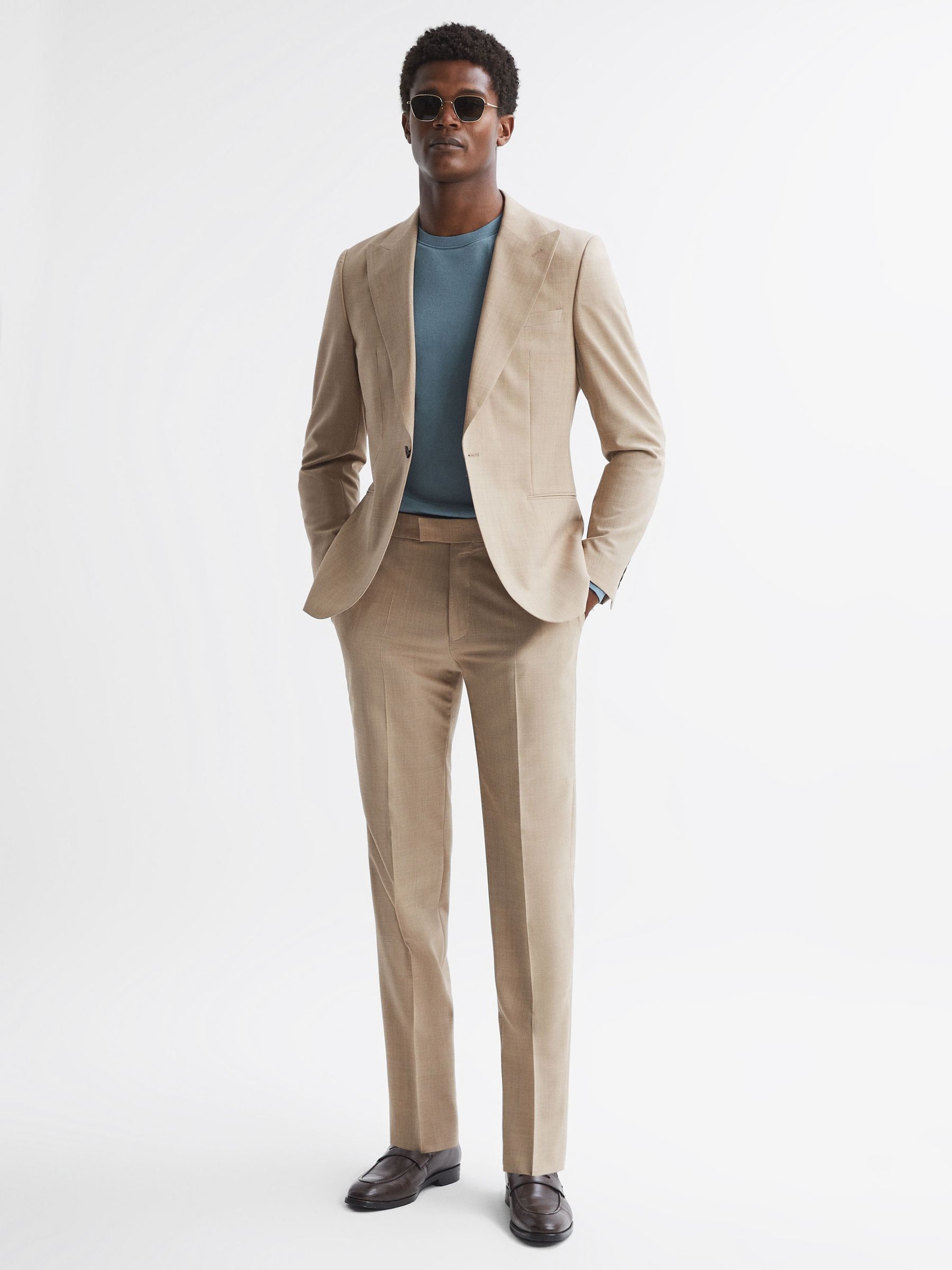 Merino Wool Crew Neck Jumper in Stone Blue - Image 4 of 5