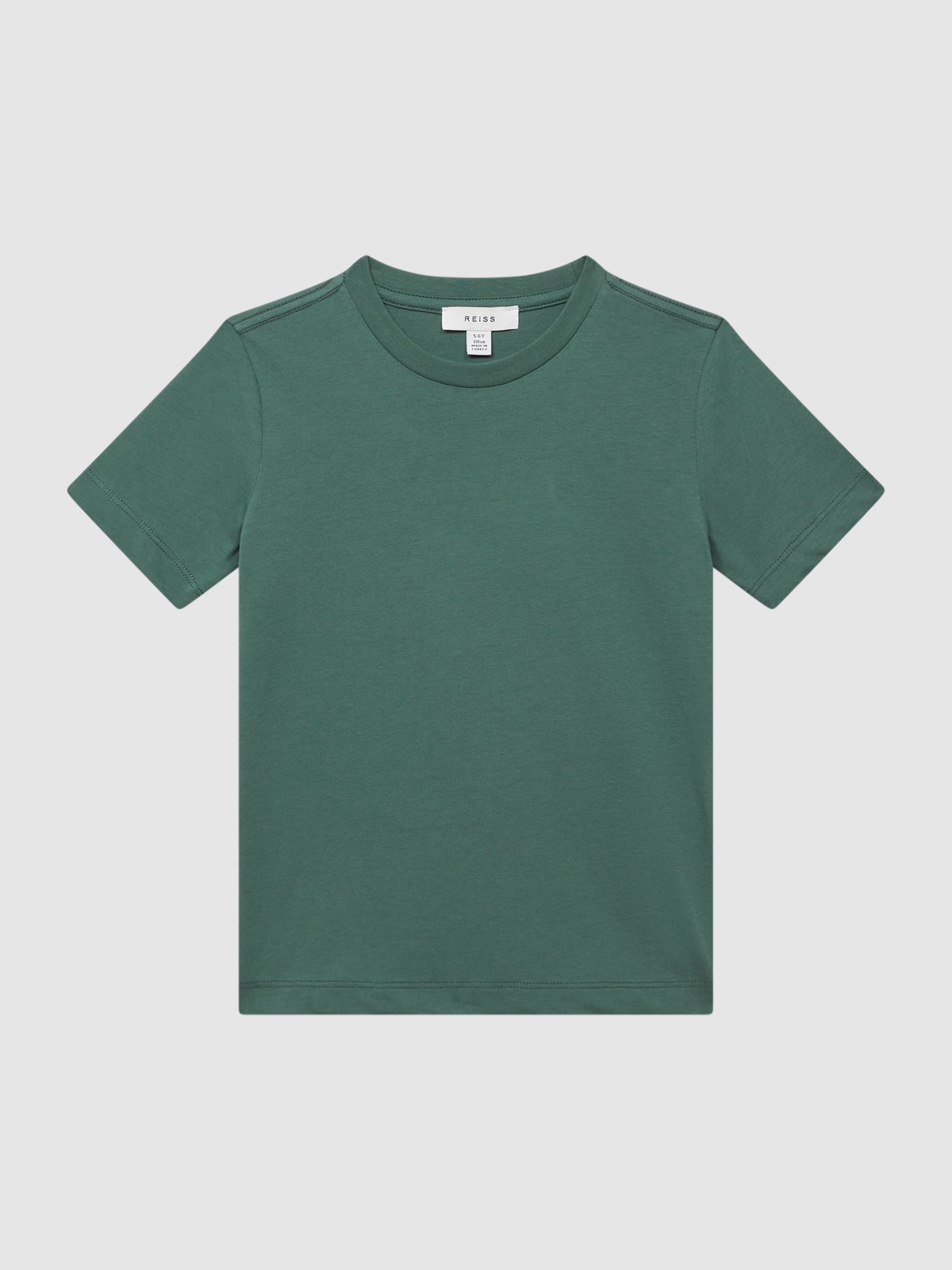 3-9 yrs Cotton Crew Neck T-Shirt in Pine Green - Image 2 of 6