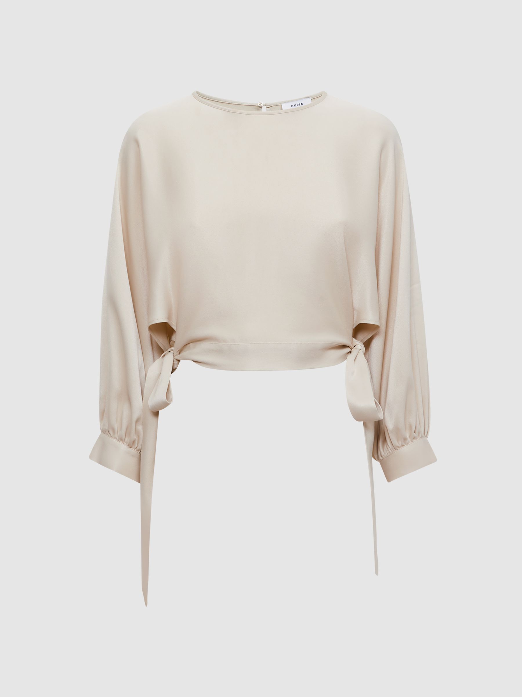 Blouson Style Cropped Blouse in Champagne - Image 2 of 5