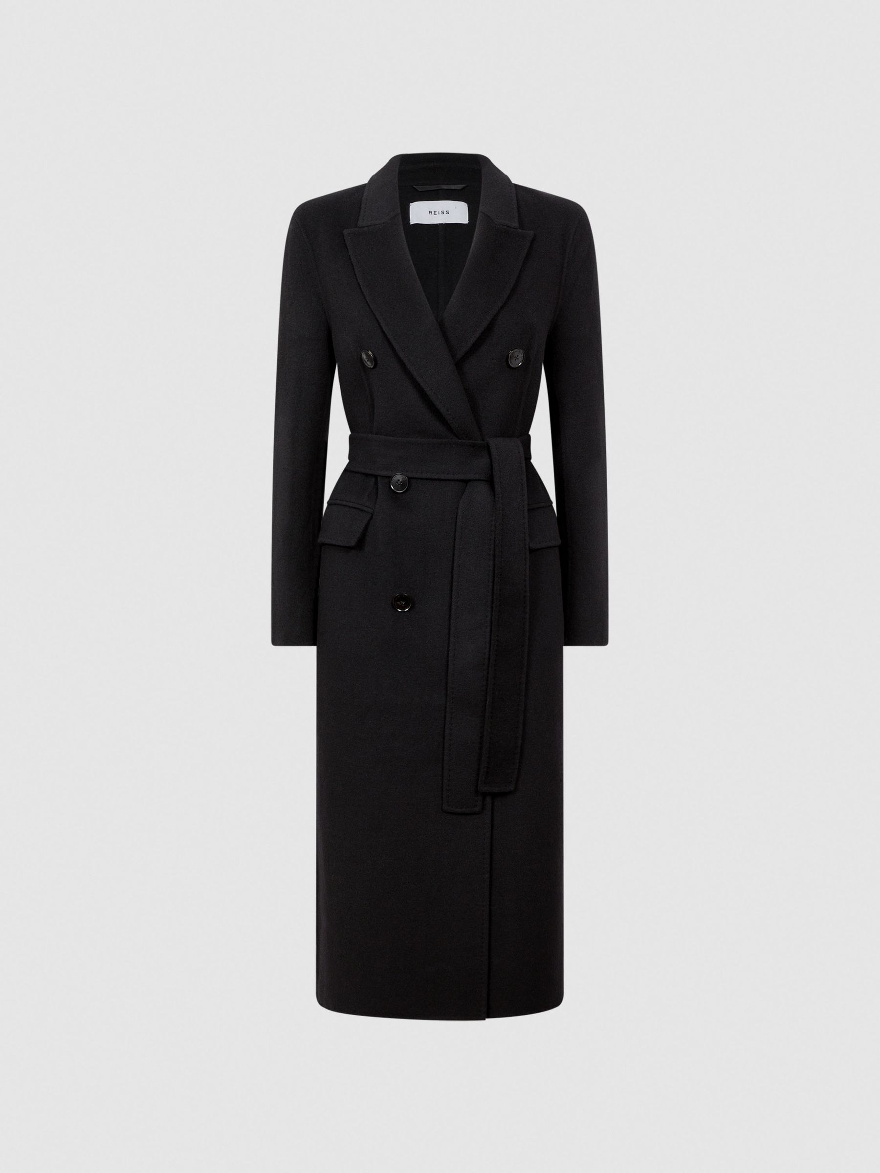 Relaxed Wool Blend Blindseam Belted Coat in Black - Image 2 of 7