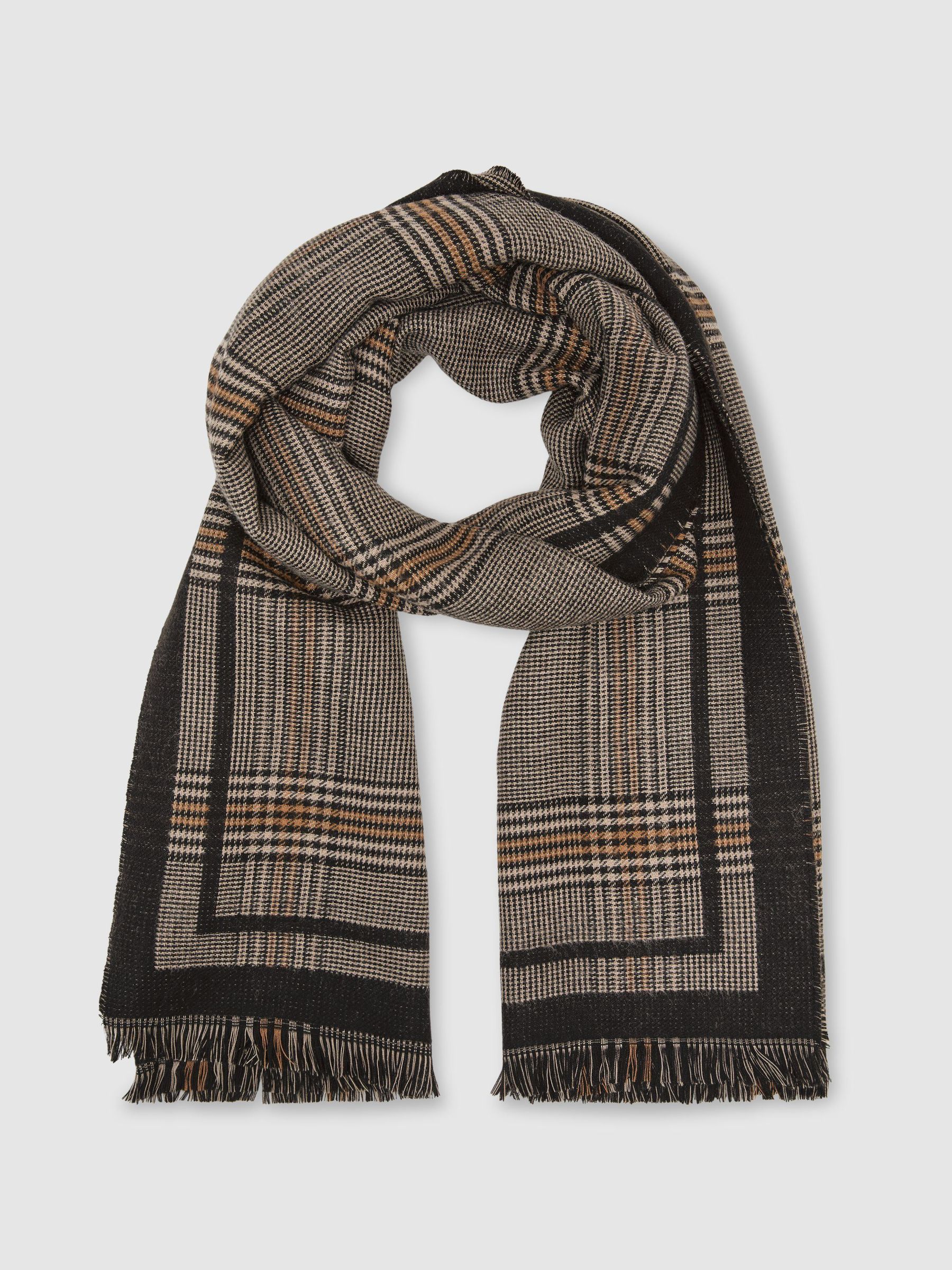 Prince of Wales Check Scarf in Chocolate - Image 3 of 6