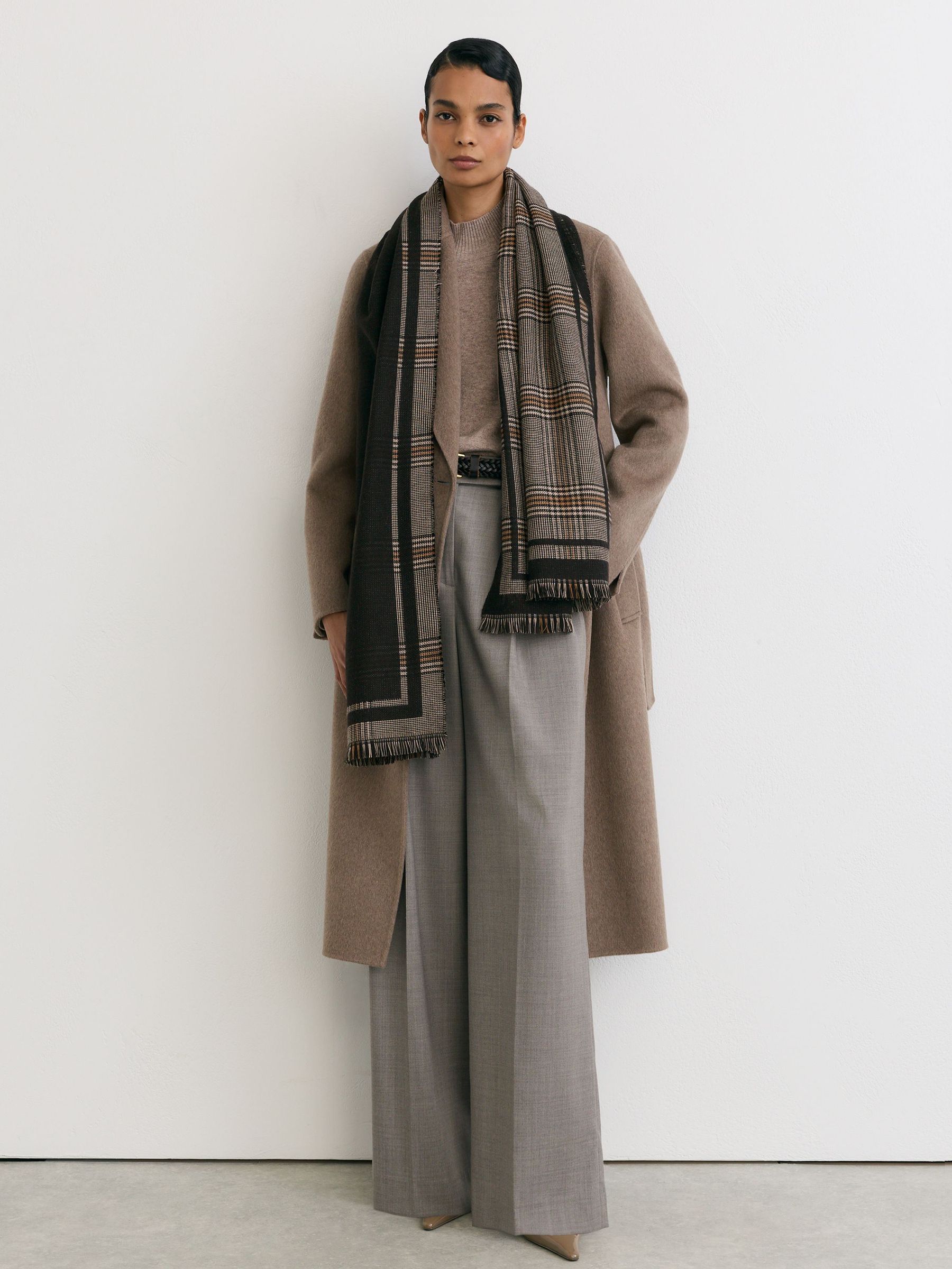 Prince of Wales Check Scarf in Chocolate - Image 4 of 6