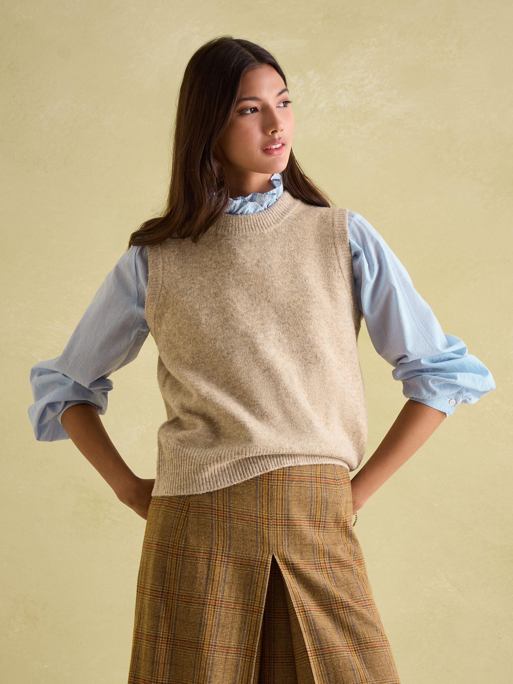 Holly Natural Regular Fit Knitted Vest - Image 1 of 6
