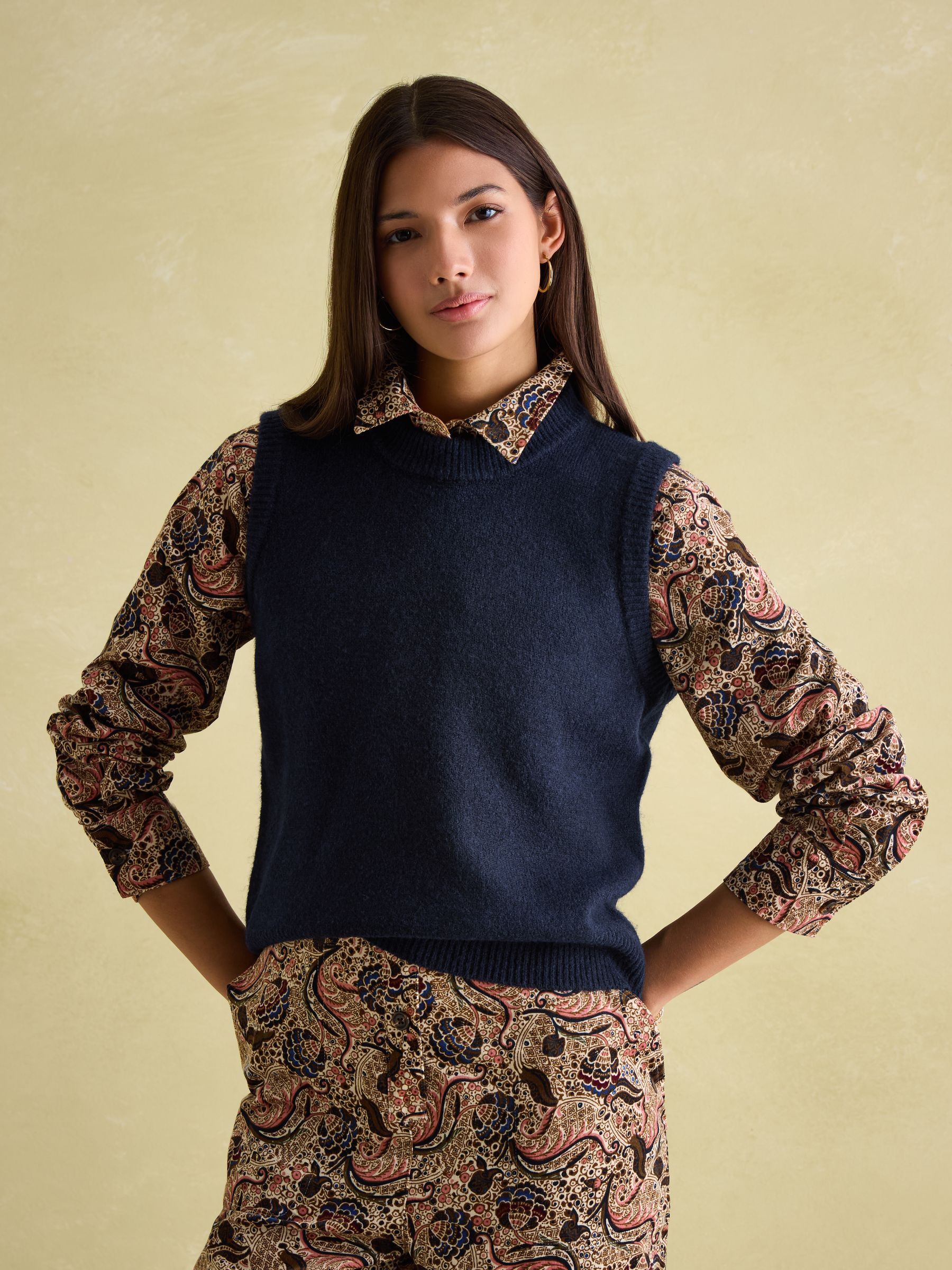 Holly Navy Blue Regular Fit Knitted Vest - Image 1 of 3