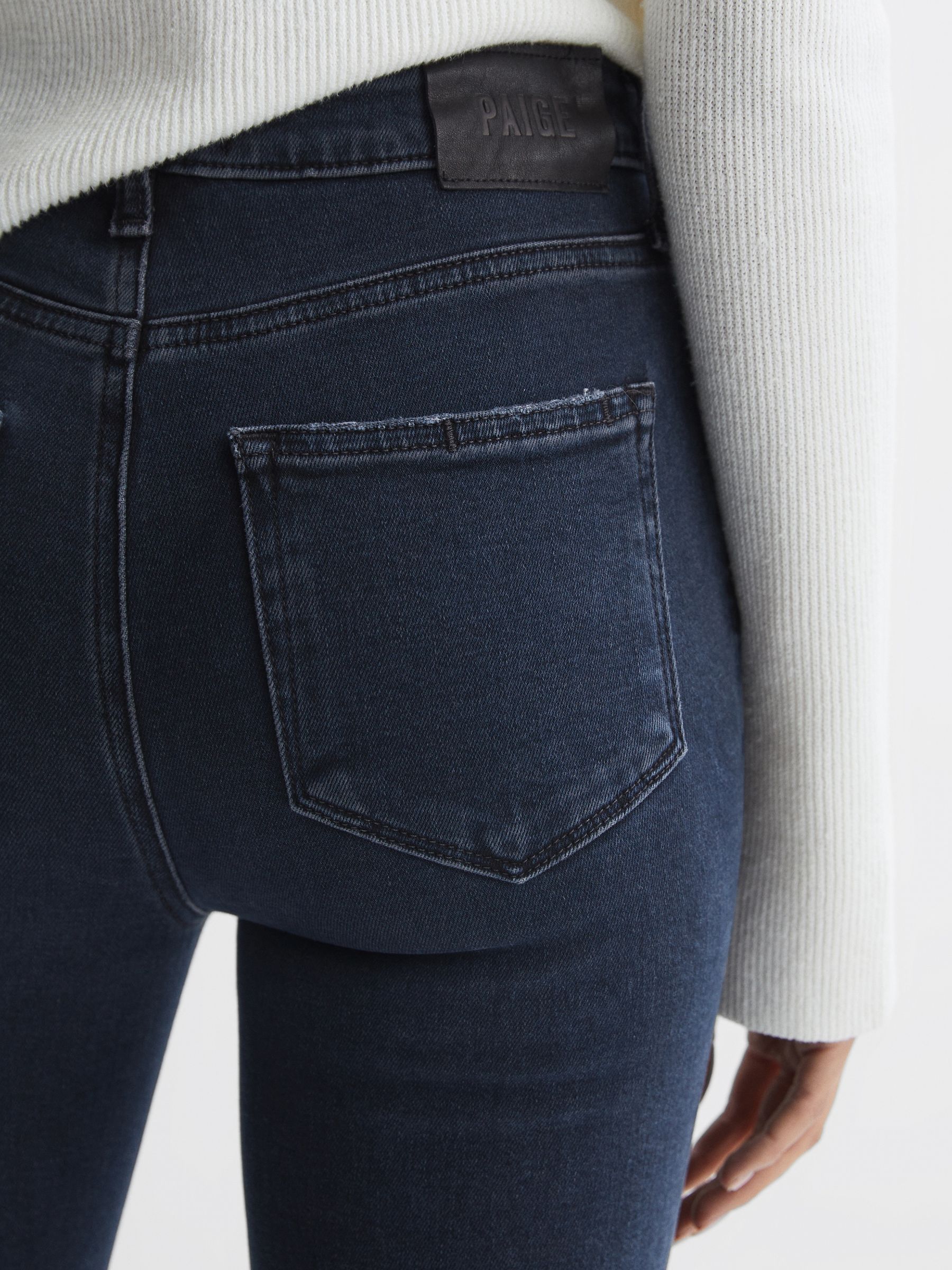 Paige High Rise Flared Jeans in Aster - Image 3 of 5