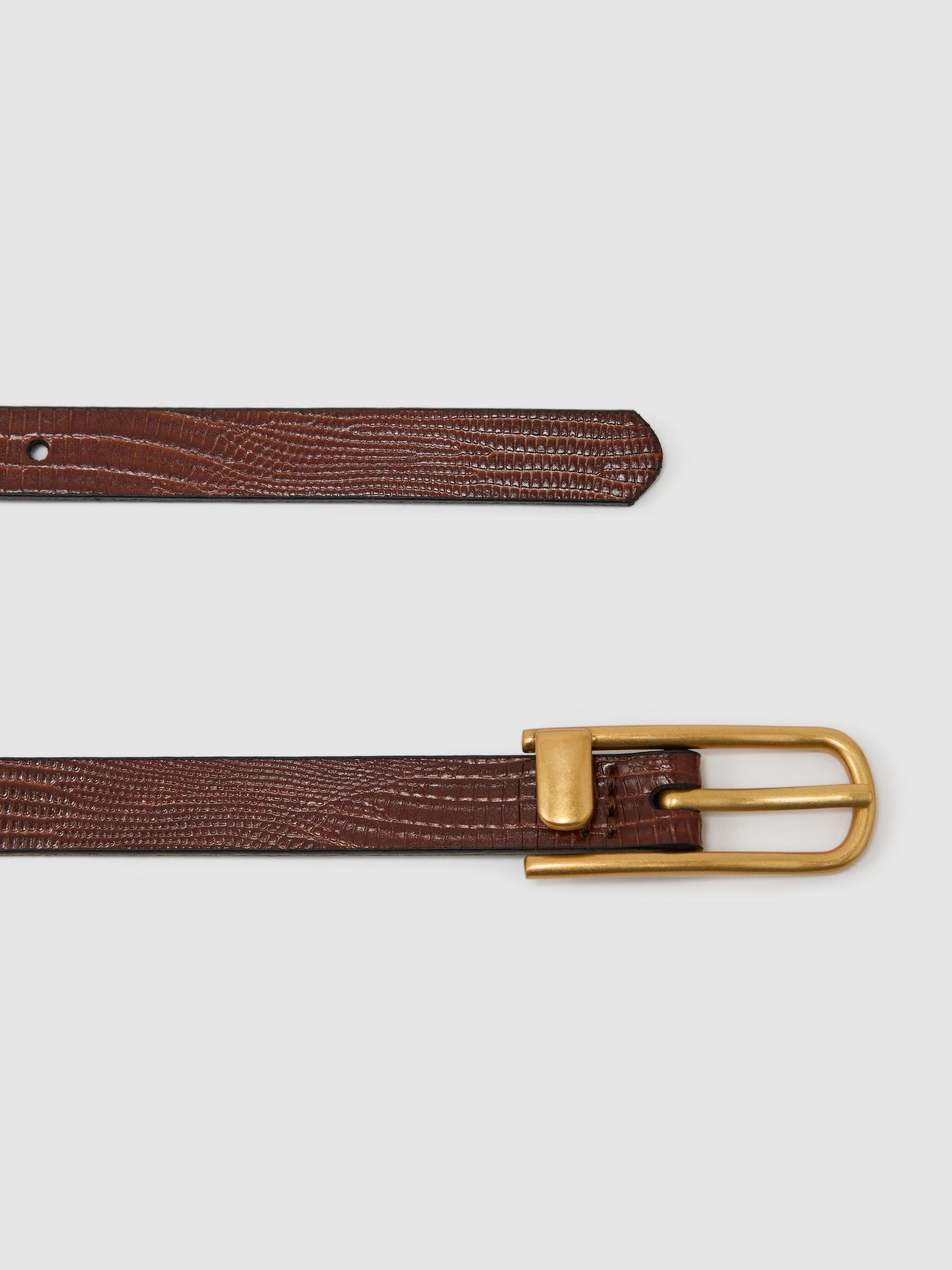 Leather Lizard-Effect Half-Keeper Belt in Tan - Image 4 of 4