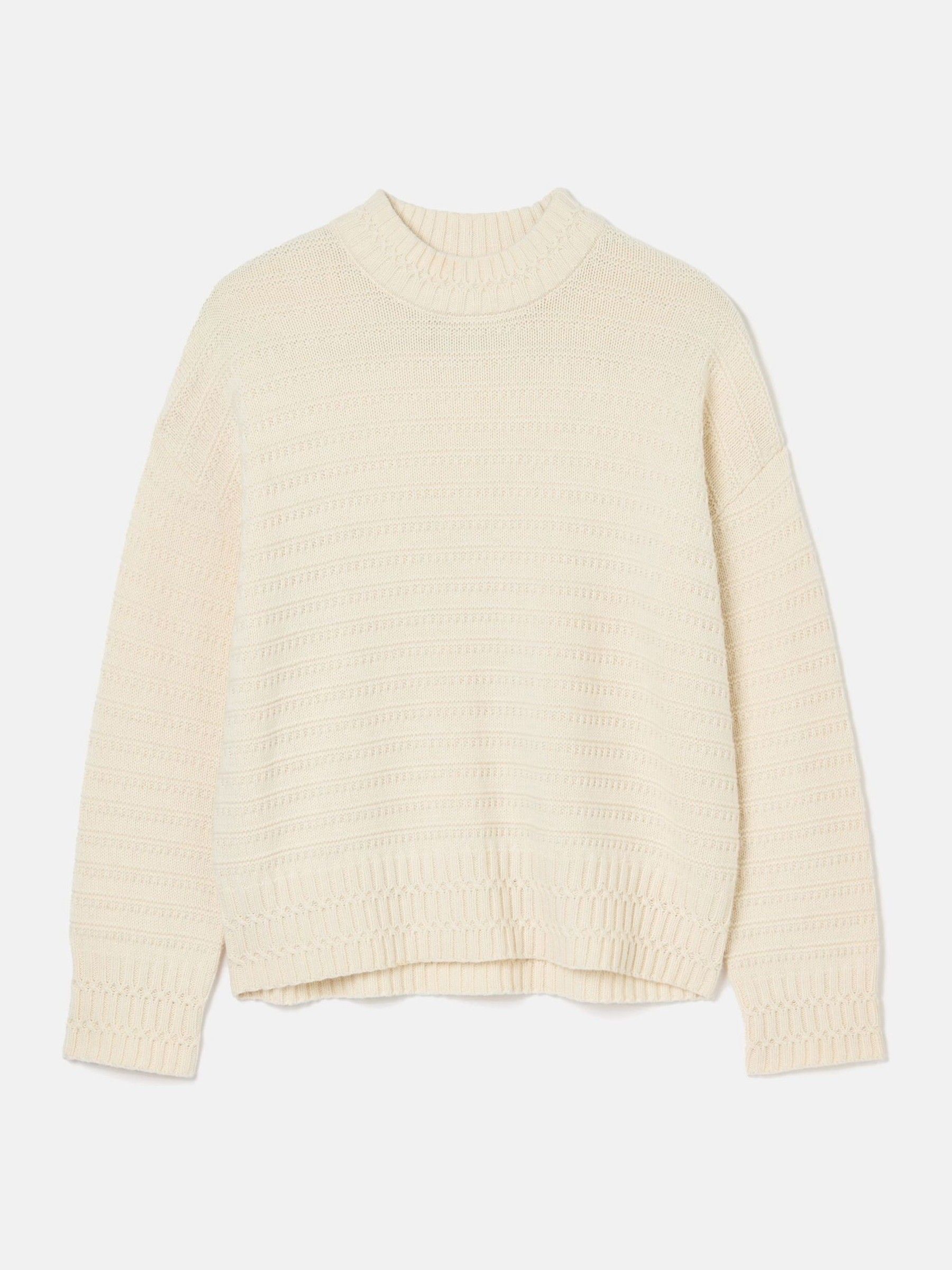 Bernie Cream Crew Neck Textured Jumper Contains Merino Wool - Image 6 of 6